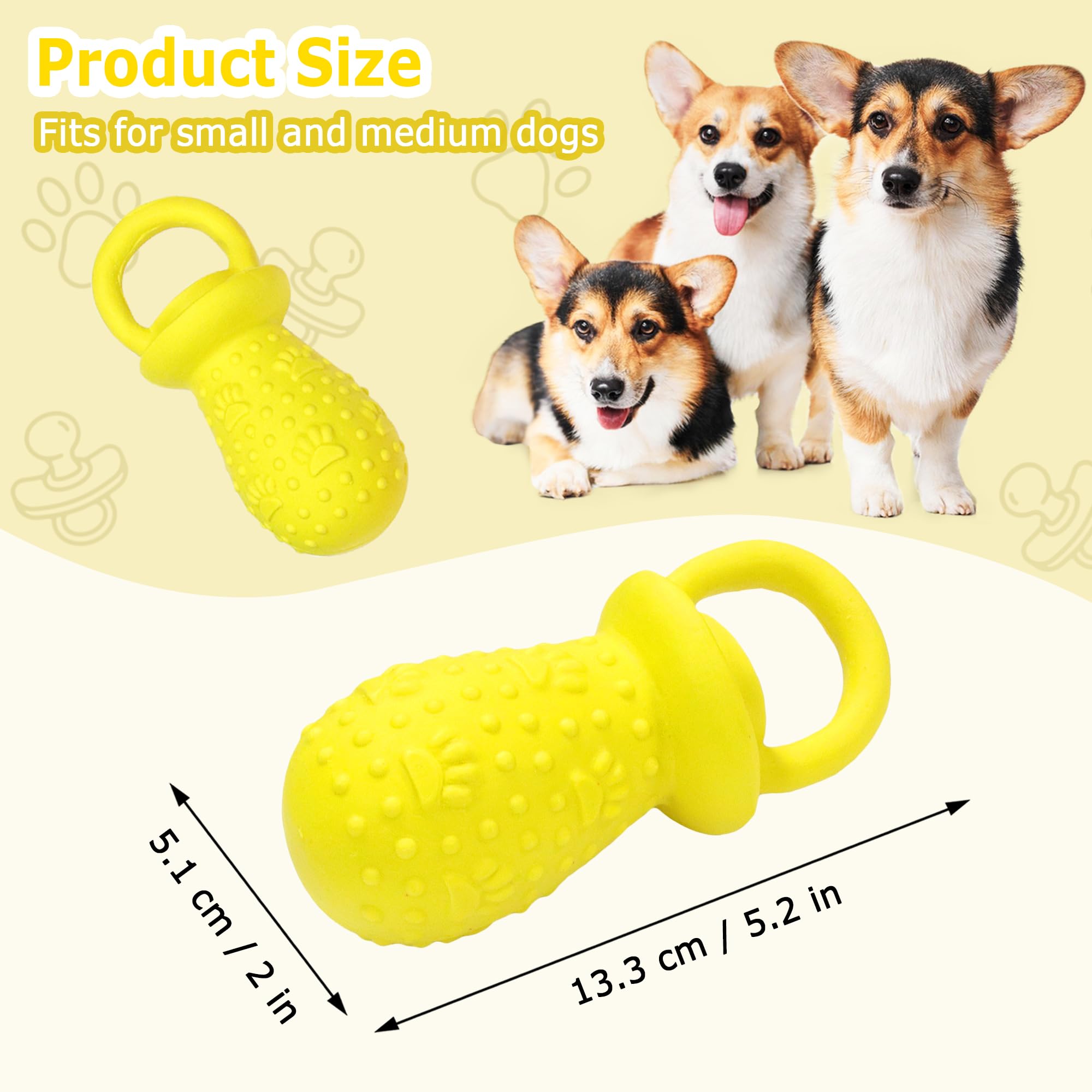 Llspet Latex Chew Dog Toys, Novelty Squeaky Pacifier Dog Toys, 5.2'' Durable Pacifier Dog Chew Toys For Small And Medium Dogs(Ye