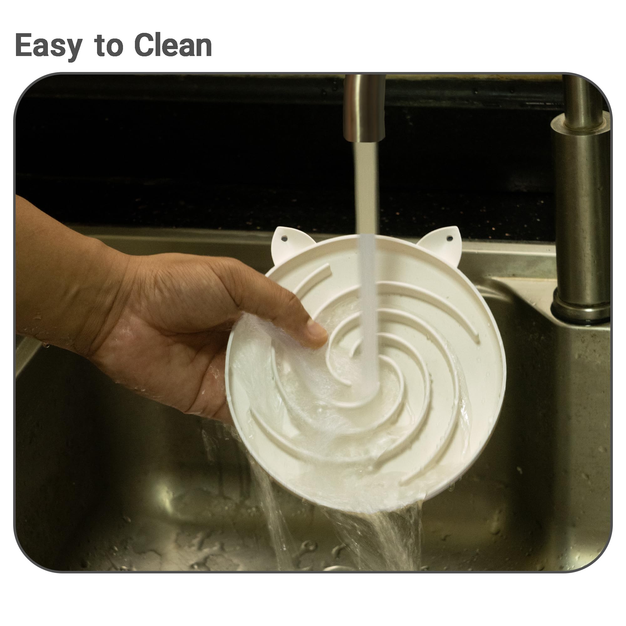 Bifeaw Slow Feeder Cat Bowl, Easy to Clean Silicone Bowl, Ideal for Dry and Wet Food (Purple and White)