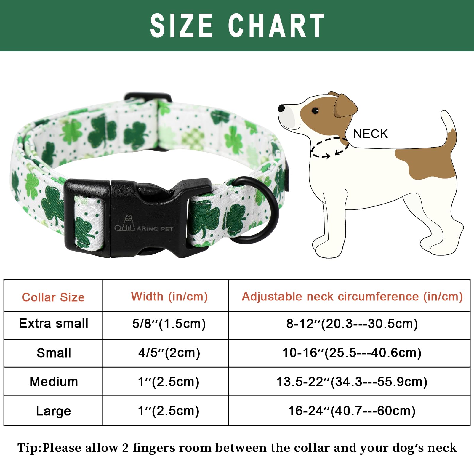 Aring Pet St Patrick'S Day Dog Collar-Cute Clovers Dog Collar, Adjustable Cotton Shamrock Pet Collar Puppy Collars With Quick Re