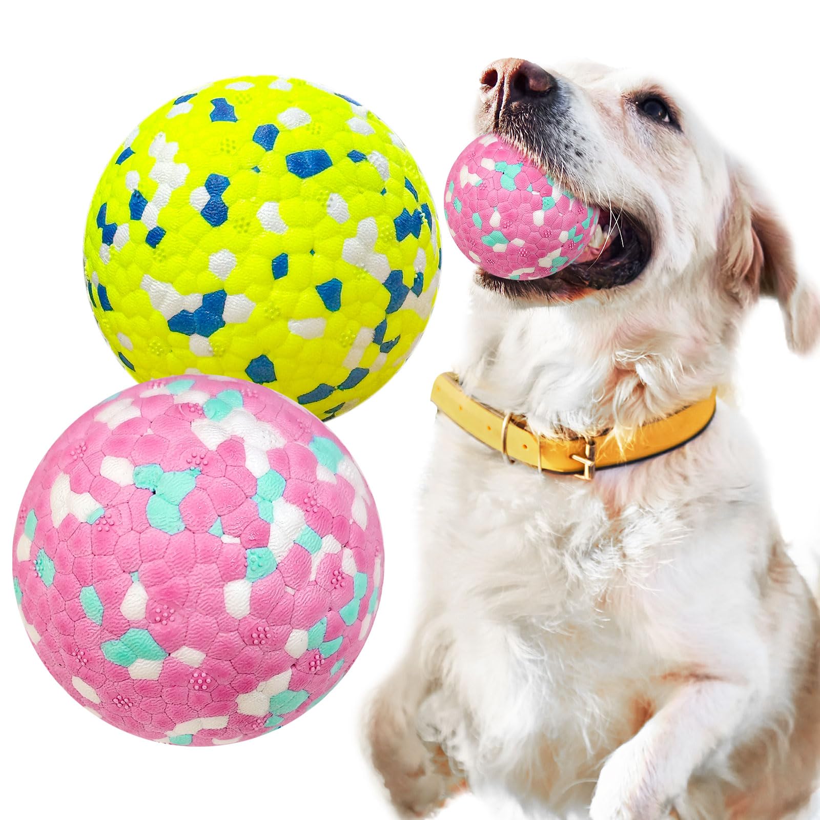 Petcare 2 Pack Dog Balls Toys For Aggressive Chewers Indestructible Tennis Balls For Medium Large Dogs Water Toy Chew Ball Tough