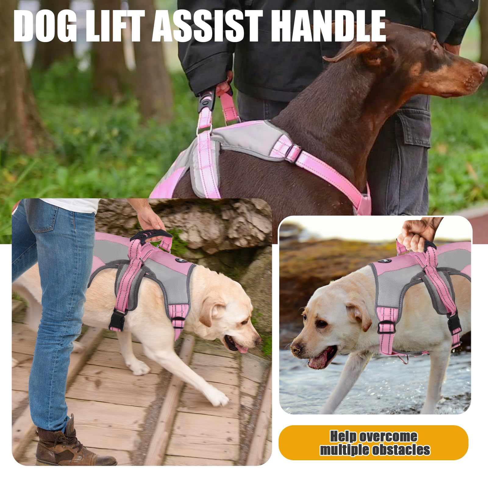 Mihachi Dog Harness For Medium Dogs, Escape Proof No Pull Service Vest With Reflective Strips And Control Handle, Adjustable And