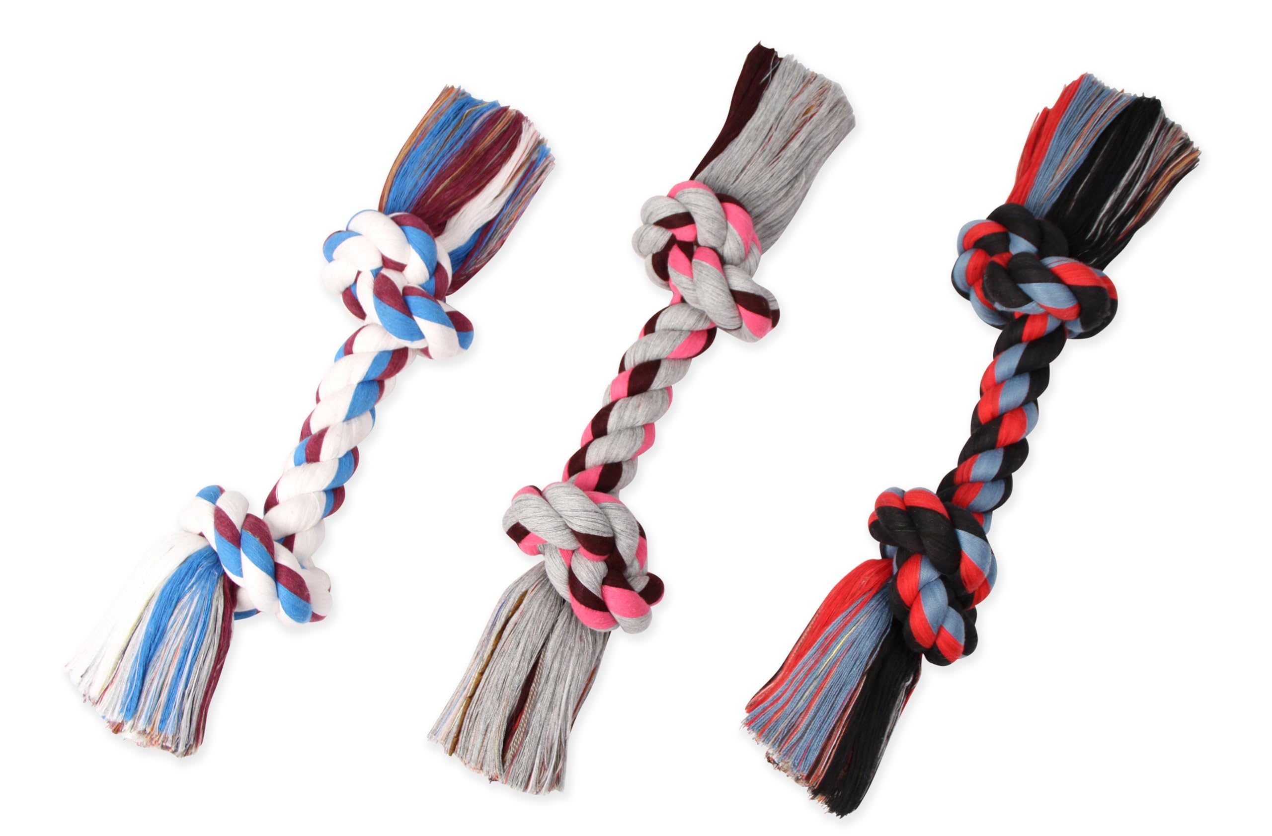 Mammoth Pet Products Flossy Chews Color Rope Bone-Premium Cotton-poly Rope Toy for Dogs-Bone Dog Rope Toy-Interactive Dog Tug To