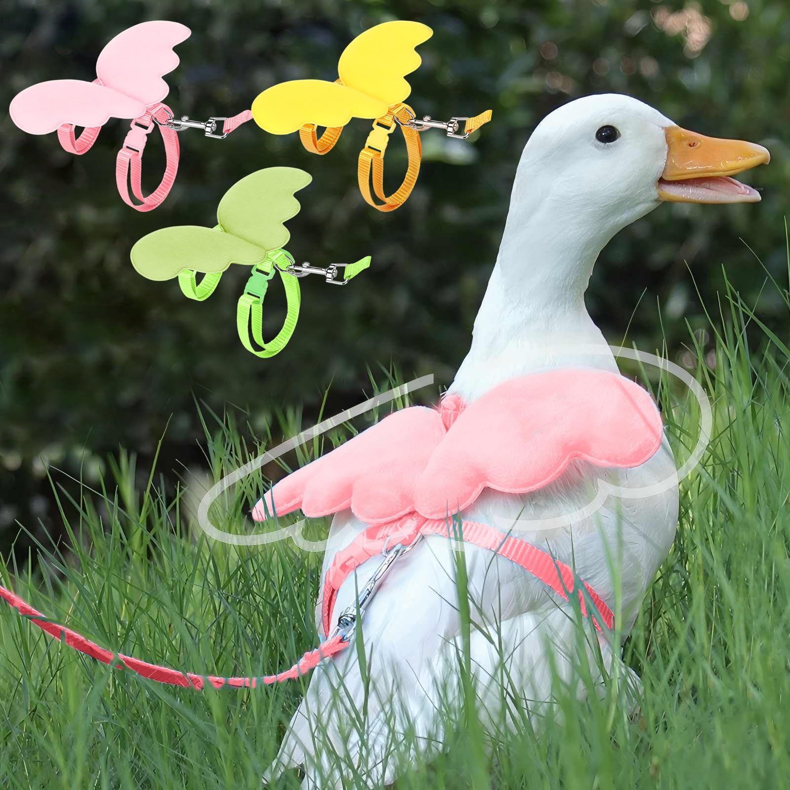 SATINIOR 3 Pack Harness and Leash for Real Ducks, Funny Goose Accessories, Soft and Adjustable Outside Walking Harness Leash, Ou