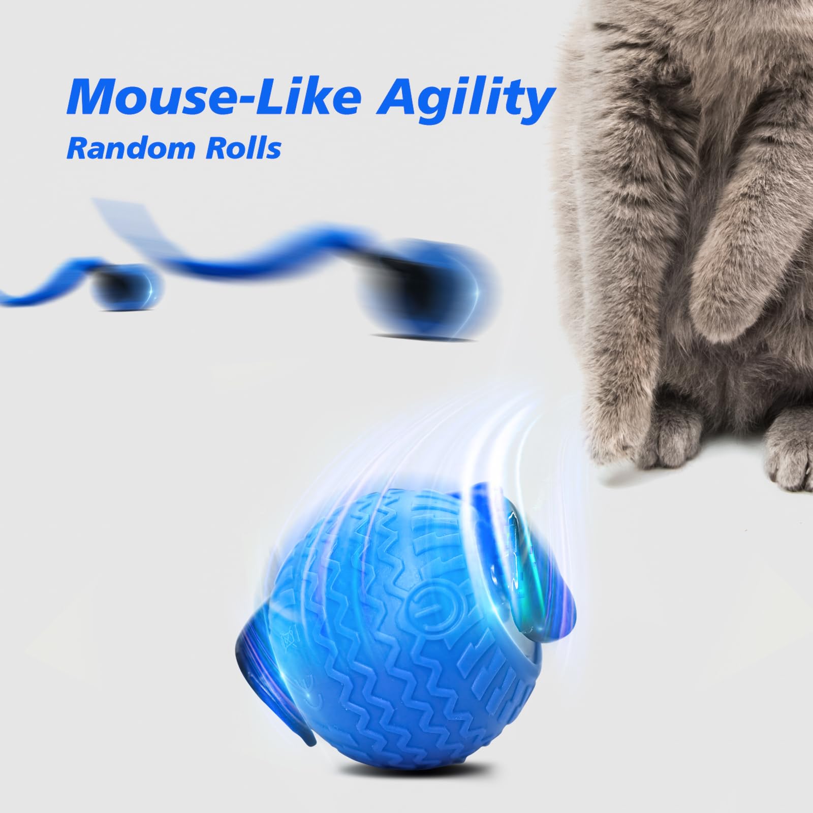 Wisafoi 2Pcs Interactive Cat Toy For Indoor Cats, Speedy Ball With Tail, Automatic Moving Cat Balls For Bored Indoor Adult Cats,