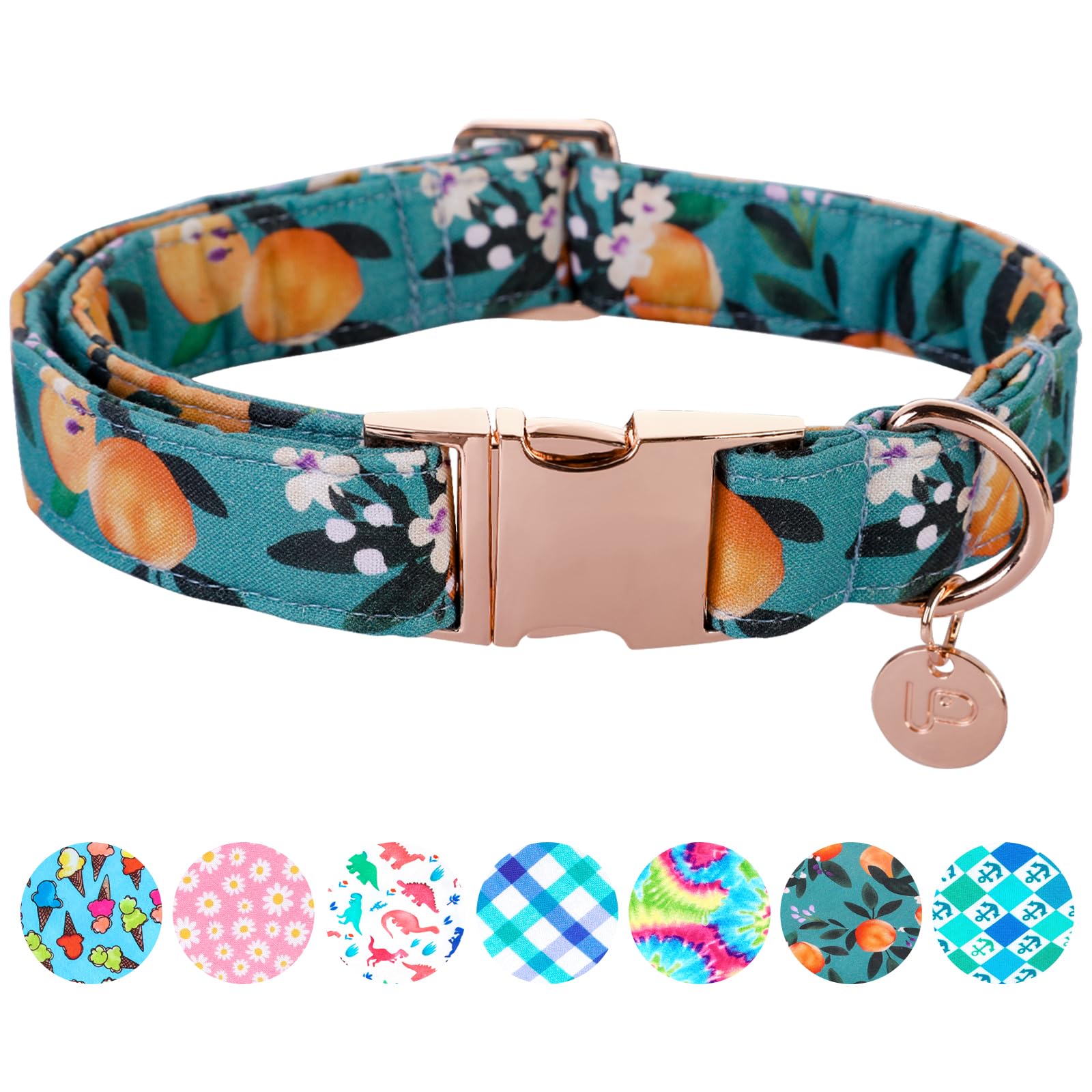 Up Urara Pup Peach Summer Cotton Dog Collar With Metal Buckle Gift Collar For Small Medium Large Girls Or Boys Dogs Cute Durable