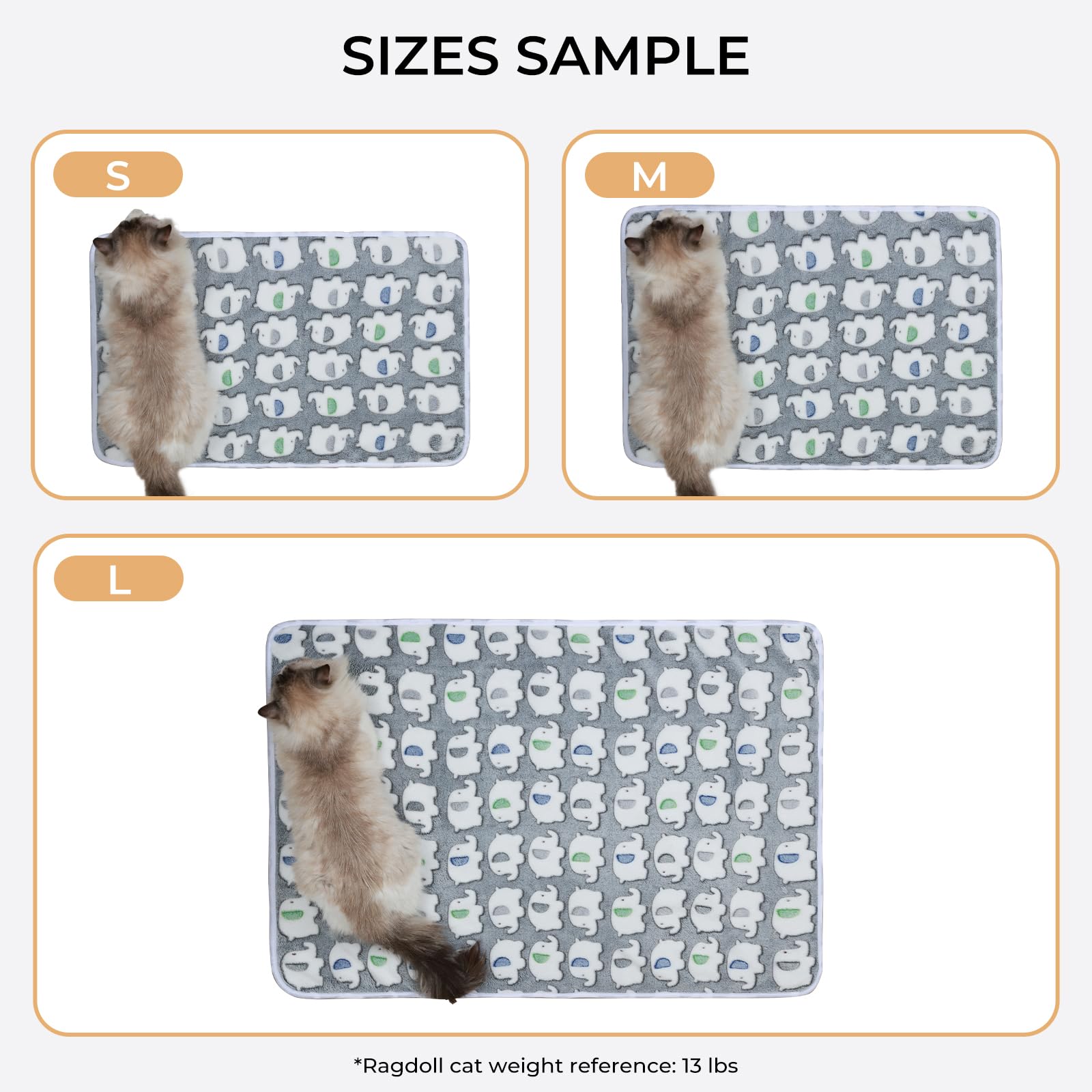 1 Pack 3 Blankets Super Soft Fluffy Premium Cute Elephant Pattern Pet Blanket Flannel Throw For Dog Puppy Cat Dark Grey Large(41