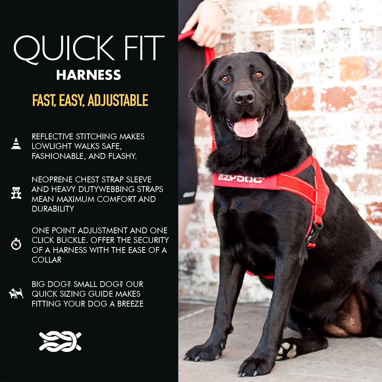 Ezydog Premium Quick Fit Adjustable No-Pull Dog Harness Vest With Reflective Stitching - Perfect For Training, Walking, And Cont