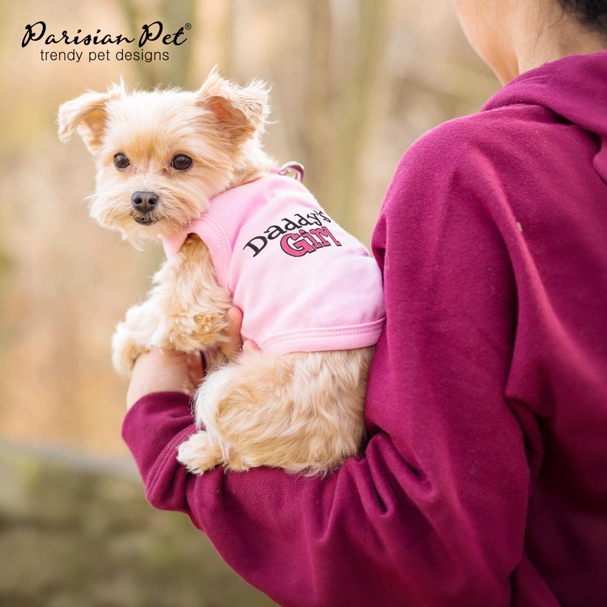 Parisian Pet Dog T-Shirt With Embroidered 'Daddy’S Girl' Words - 100% Cotton, Breathable Sleeveless Girl Dog Clothes - Machine Washable Dog Shirt For Large Dogs, L