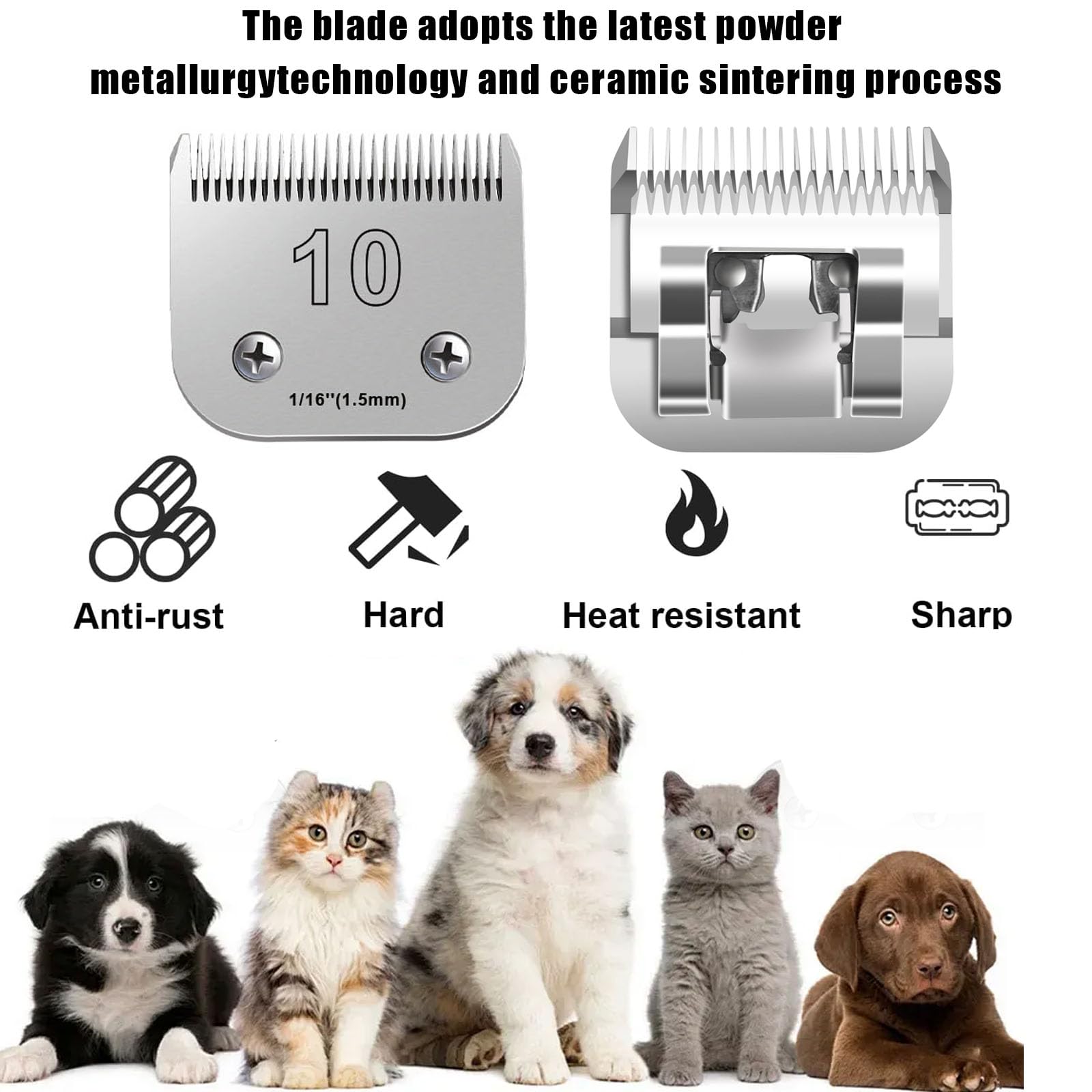 3Pcs 10 Blades Dog Grooming Blades Compatible With Andis,Oster A5,Wahl Km10 Dog Clippers,Size-#10, 1/16-Inch Cut Length (3Pcs #1