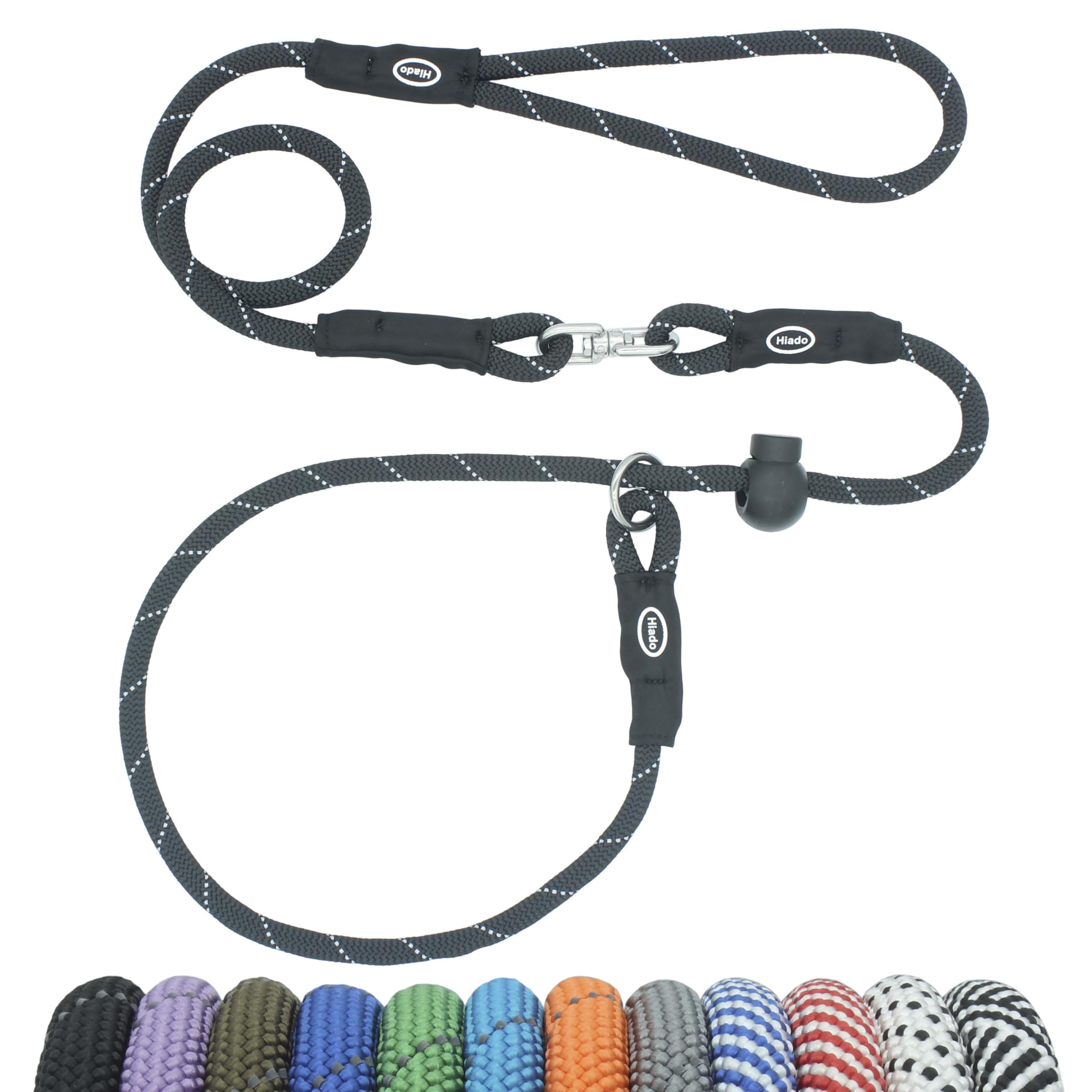 Hiado Slip Lead Dog Leash Reflective With Stopper Rotating Swivel Loop Rope Training No Pull For Small Medium Large Dogs 4Ft Bla