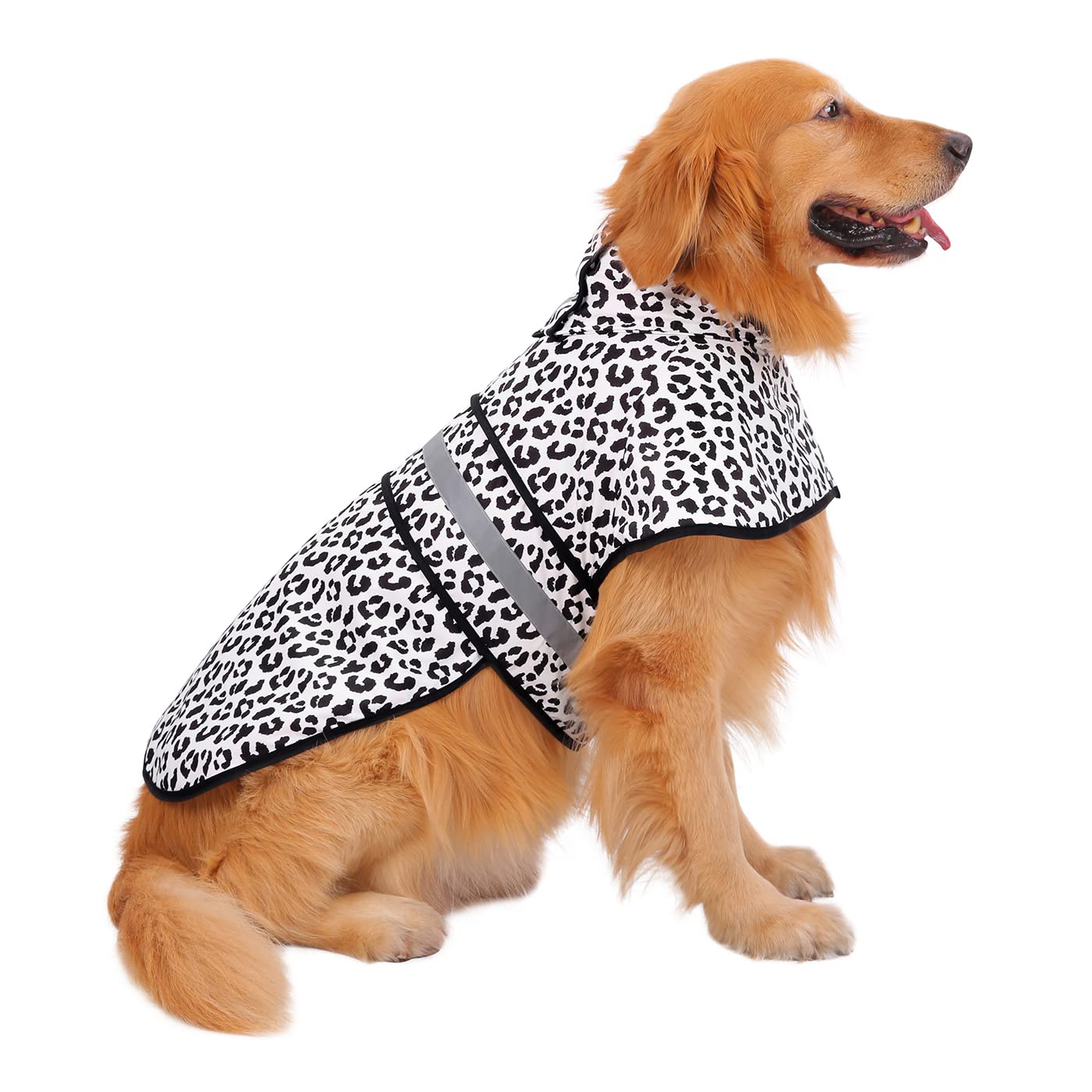 Hde Dog Raincoat Hooded Slicker Poncho For Small To X-Large Dogs And Puppies Snow Leopard - L