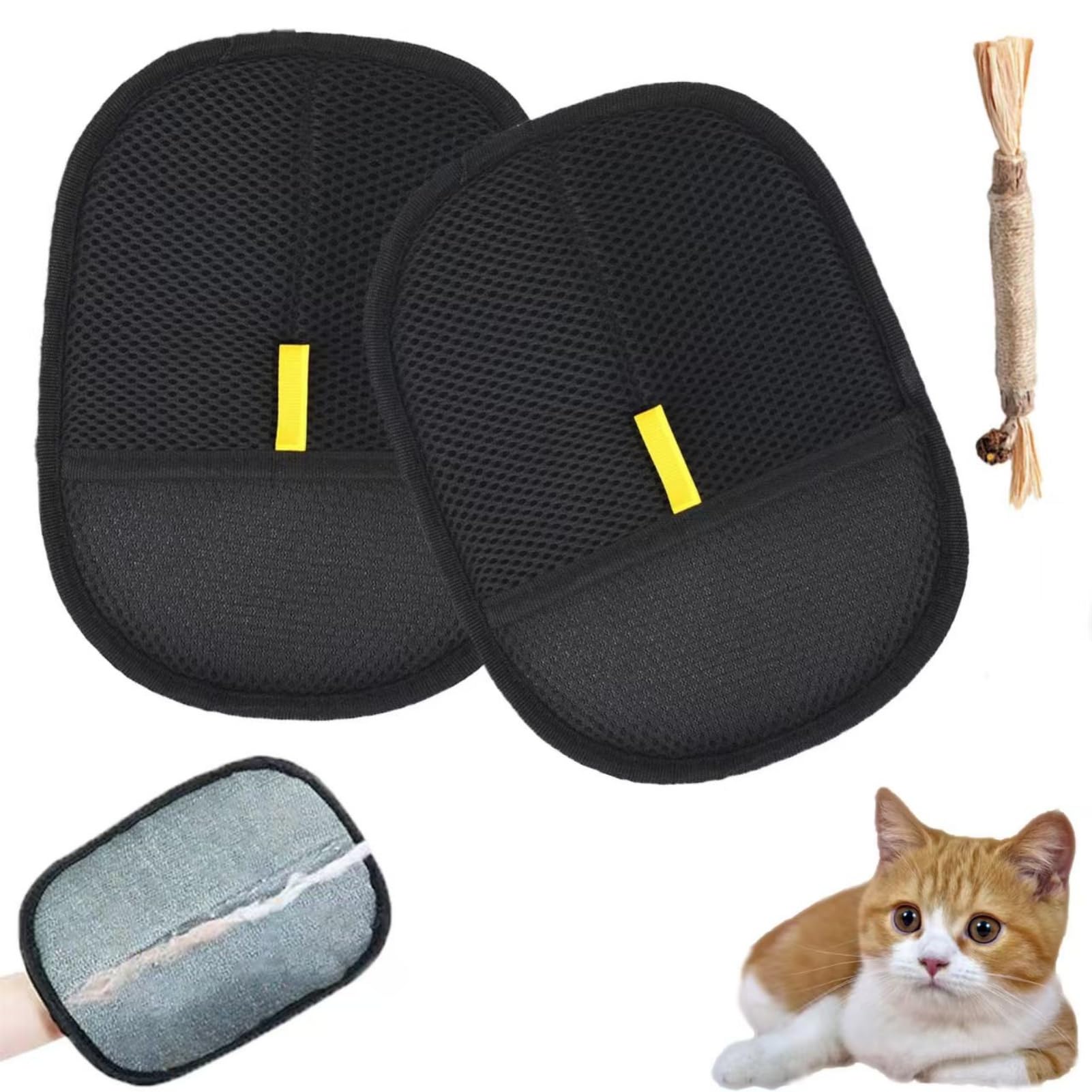Mouhiv Pack Of 2 Fur Magnet Gloves, DoubleSided Grooming Glove For Pets, Reusable Pet Hair Remover Glove, Pet Hair Remover Glov