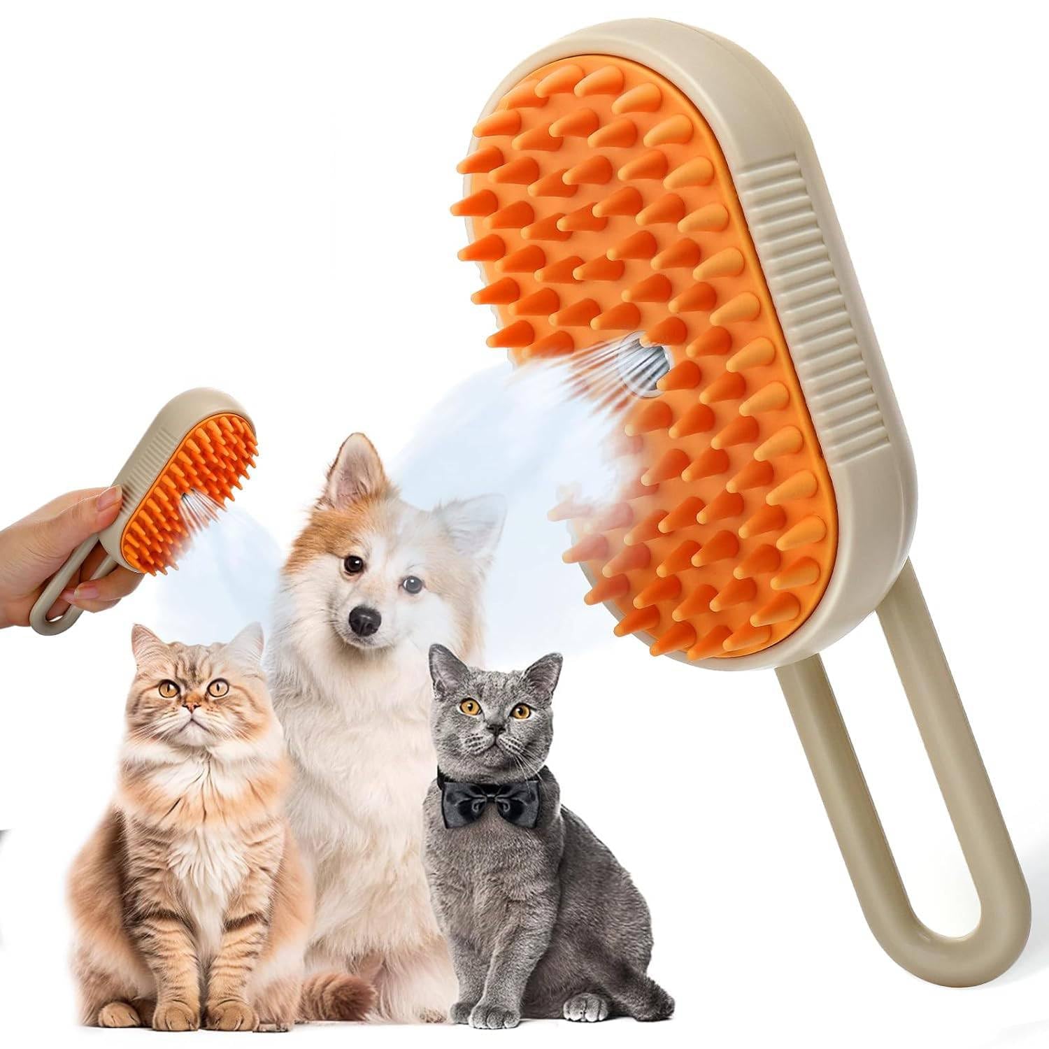 Rivtoxx Electric Pet Stemer Hair Brush 3 In1 Steamy Cat Brush For Shedding, Cat Steamer Brush For Massage, Multifunctional Cat G