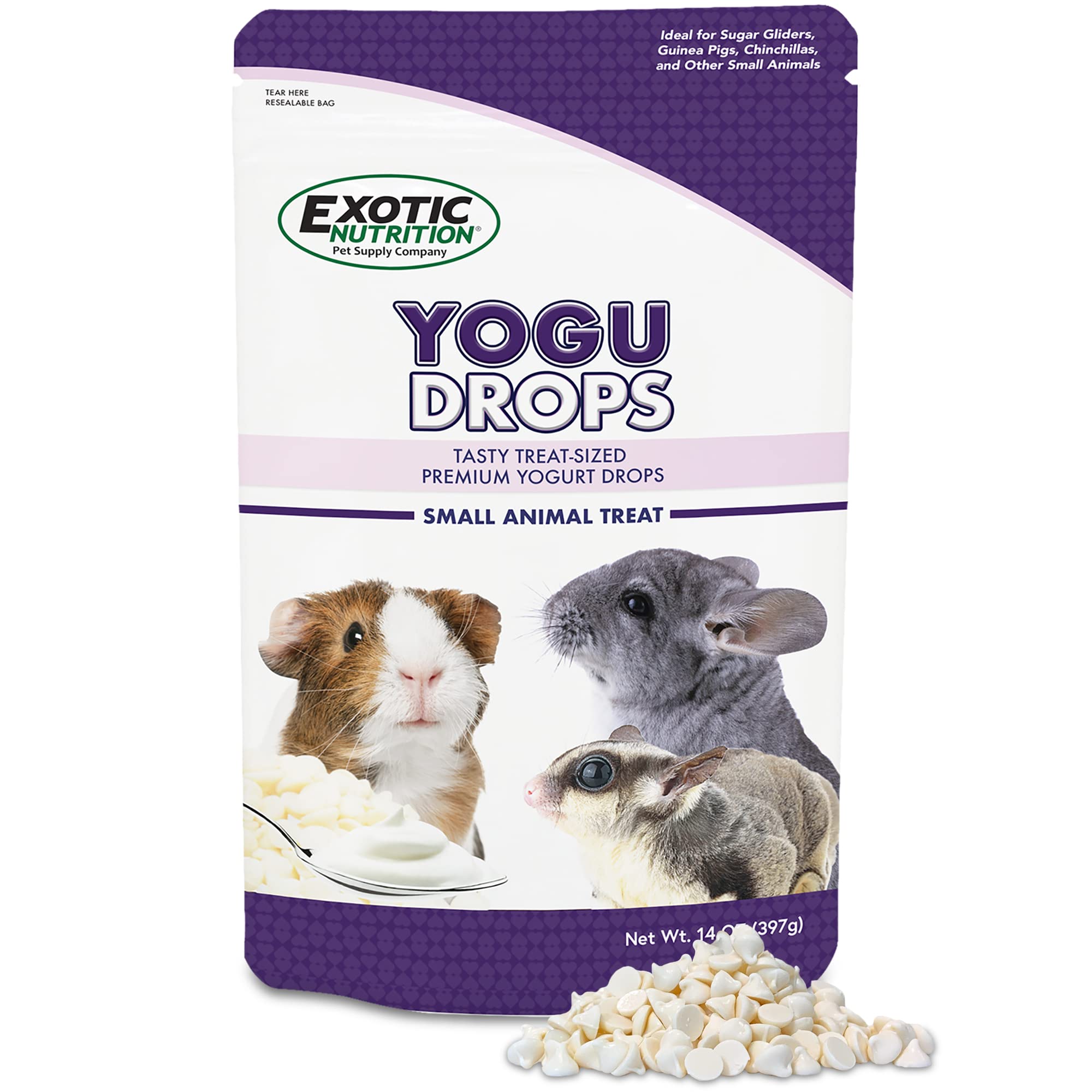 Yogu Drops (14 oz.) - All Natural Healthy Yogurt Treat - for Sugar Gliders, Prairie Dogs, Monkeys, Squirrels, Guinea Pigs, Rabbi