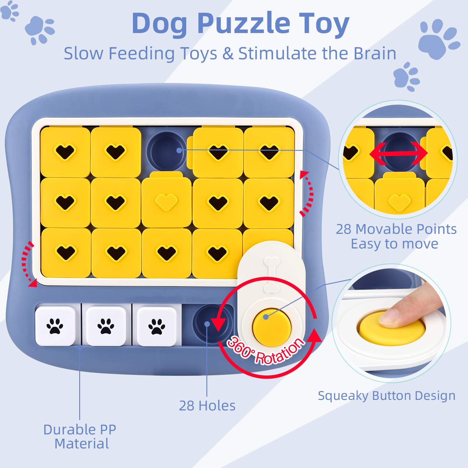 Avoar Dog Puzzle Toy For Large Dogs, Mentally Stimulating Interactive Pet Toy, Purple