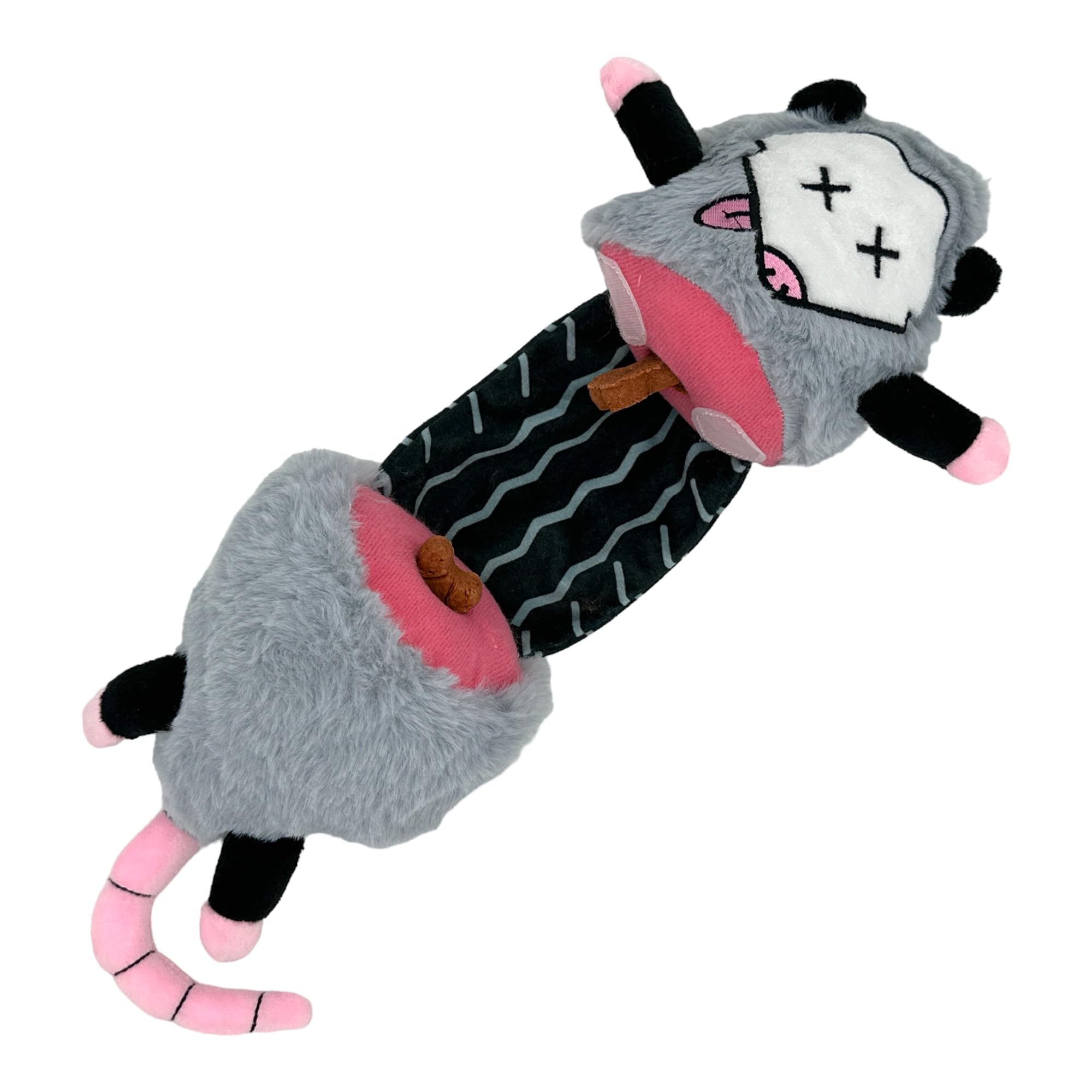 Roadkill Opossum Dog Toy Funny Dead Ran Over Possum Stuffed Chew Toy With Hidden Treat Compartments - Rip And Reveal Interactive