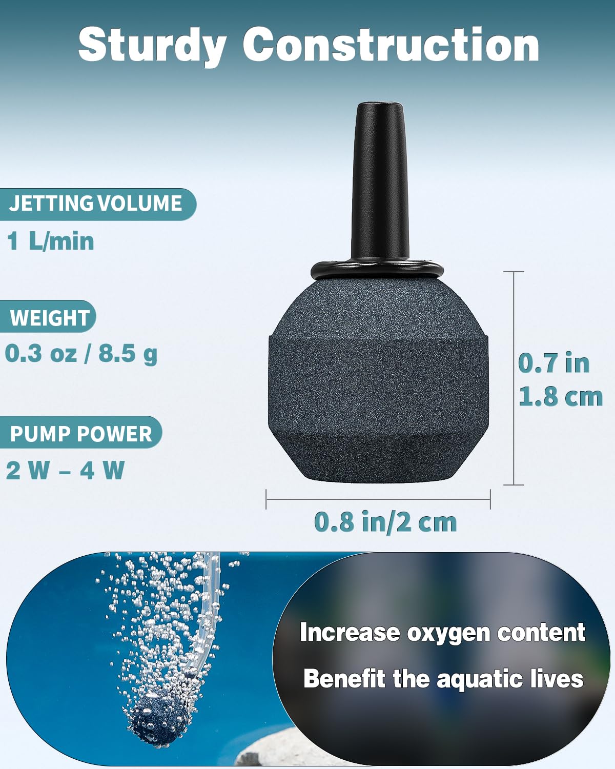 Pawfly 0.8 Inch Air Stone Ball Bubble Diffuser for Nano Air Pumps - 10 Pack, Mineral Material, Ideal for Small Buckets and Fish Tanks