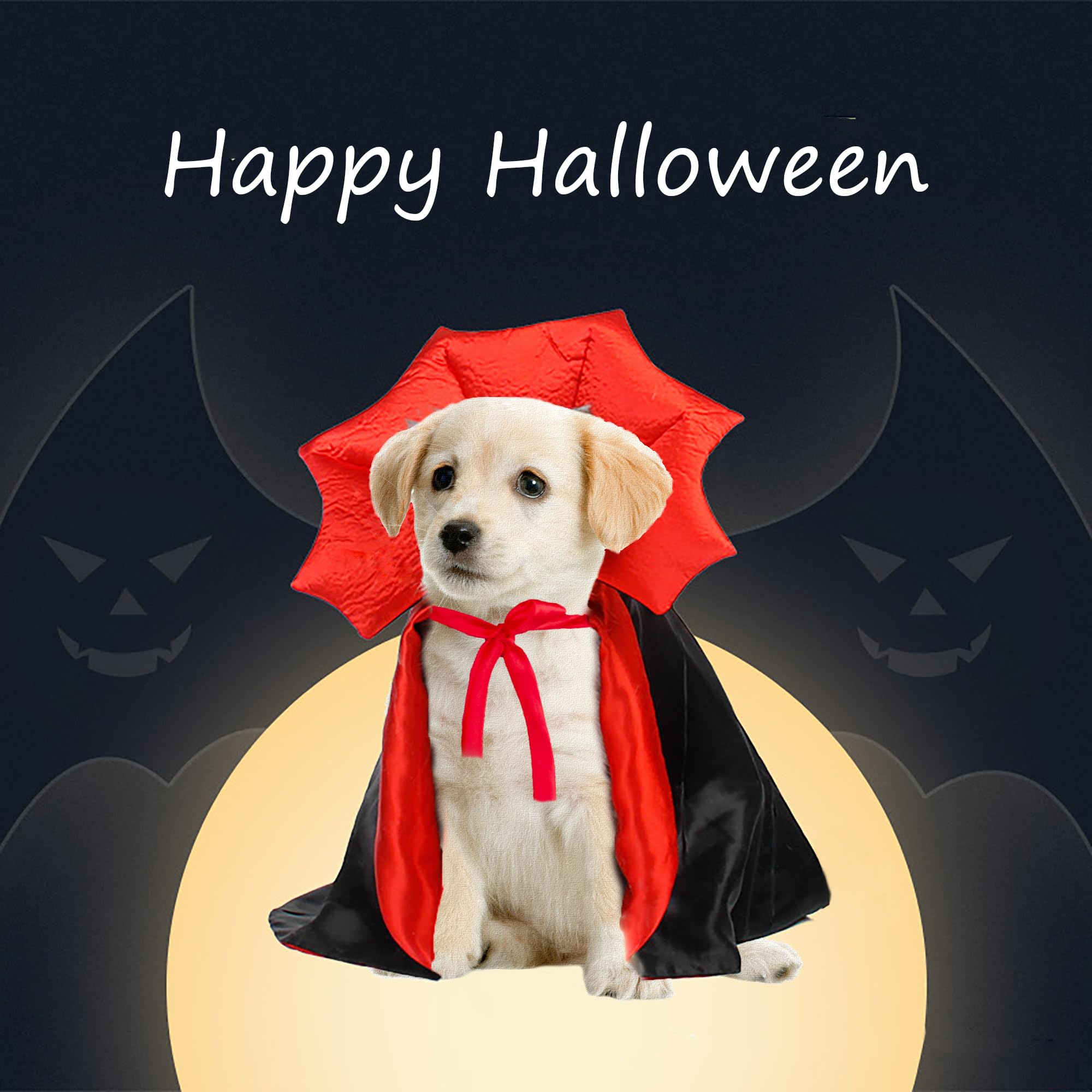 Adoggygo Halloween Dog Costume Dog Vampire Devil Costume Dog Halloween Cloak Cape Red Black Halloween Vampire Costumes For Small Medium Large Dogs (Black&Red, Small)