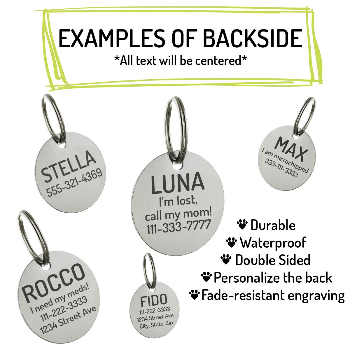 Total Babe Personalized Pet Id Tag - 30Mm Double Sided Laser Engraved For Dog Or Cat