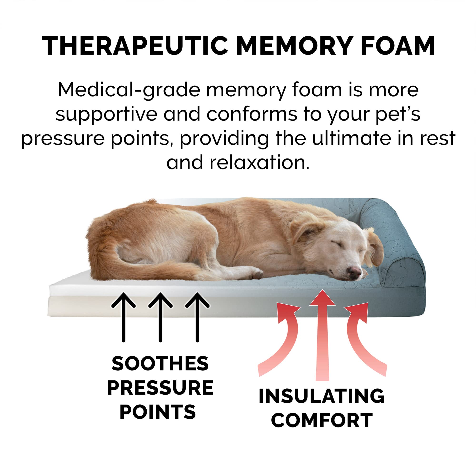Furhaven Memory Foam Dog Bed For Large/Medium Dogs W/ Removable Bolsters & Washable Cover, For Dogs Up To 55 Lbs - Pinsonic Quil