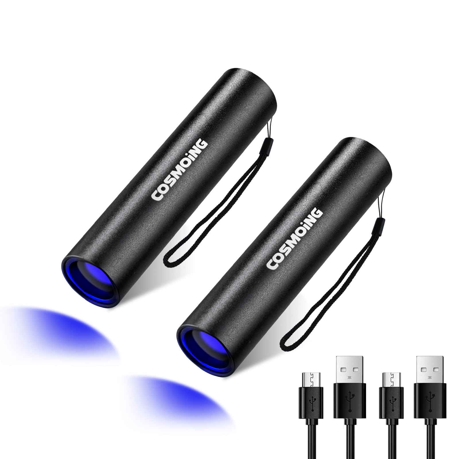 Uv Flashlight Usb Rechargeable, 365Nm Black Light (2 Pack), Mini & Powerful Upgrade Ultraviolet Flashlight Portable Detector For