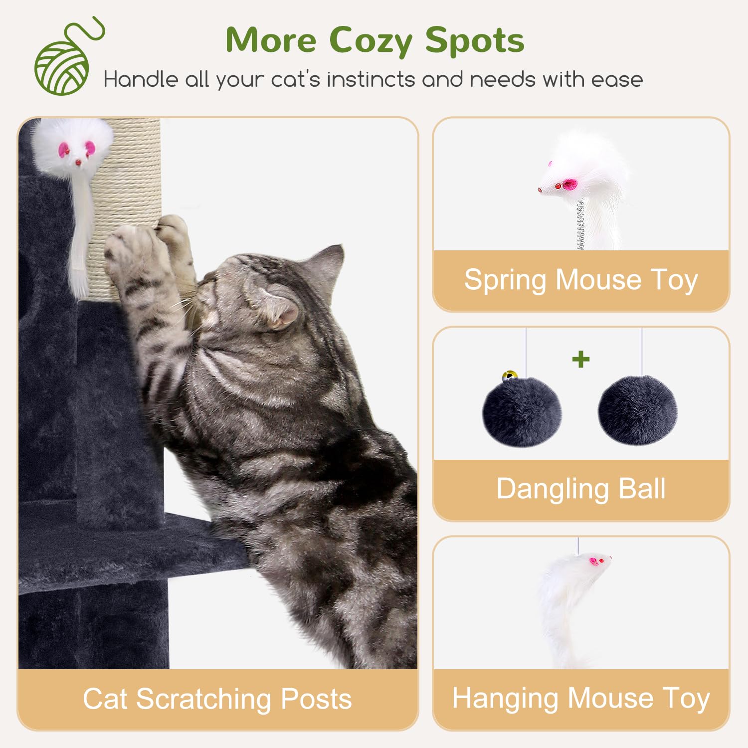 Globlazer Fc50 Cat Tree Tower For Indoor Cats, 50-Inch Adult Cat Tree House For Large Adult Cats With Steps, Scratching Post, 2