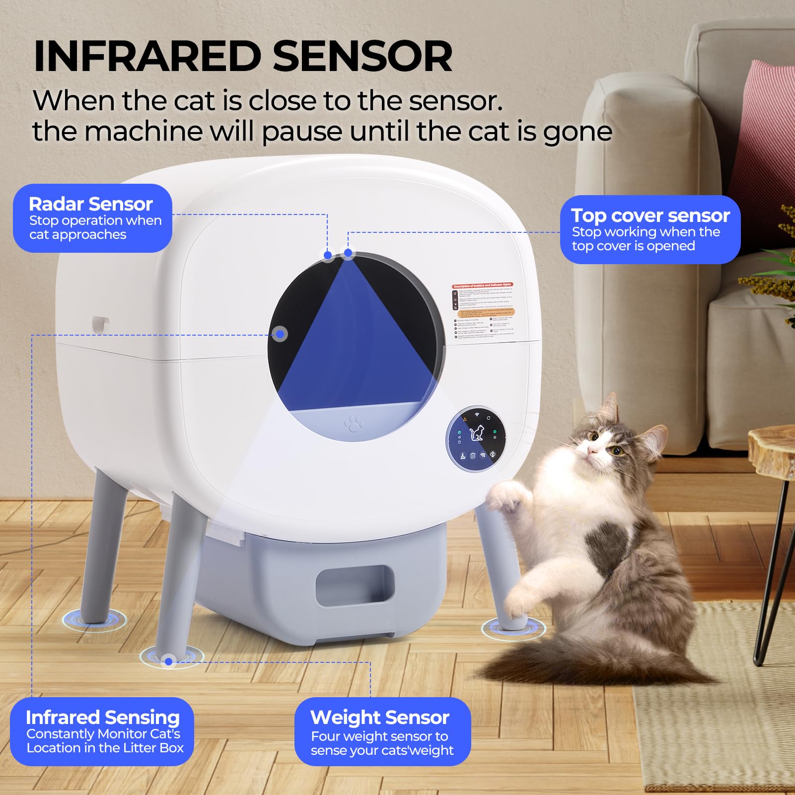 Automatic Cat Litter Box Self Cleaning for Multiple Cats - XL Smart Litter Box with App Control, Odor-Free Waste Disposal, Quiet