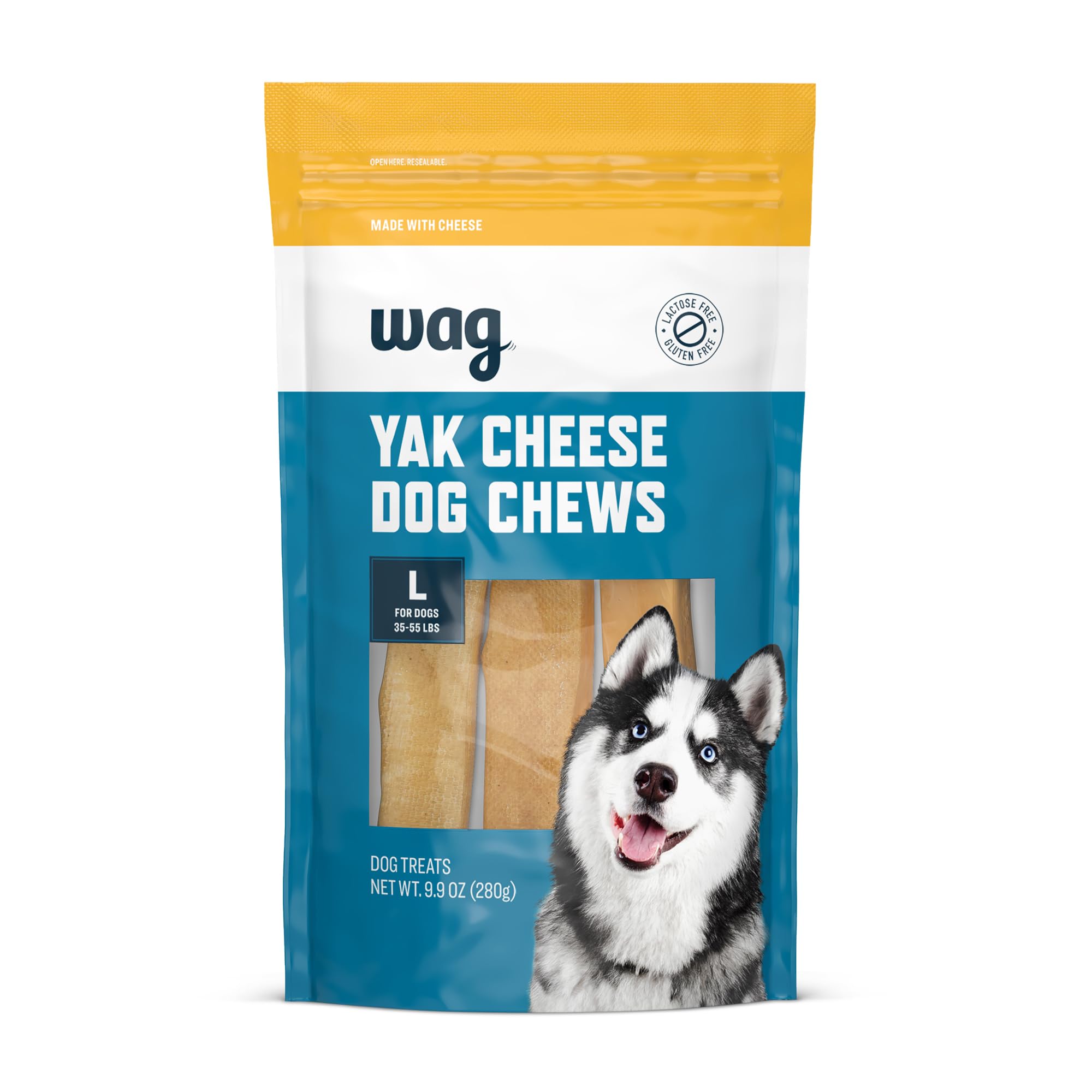 Amazon Brand - Wag Yak Cheese Himalayan Dog Chews, Dog Treats for Large Size Dogs, All Natural, High Protein for Aggressive Chew