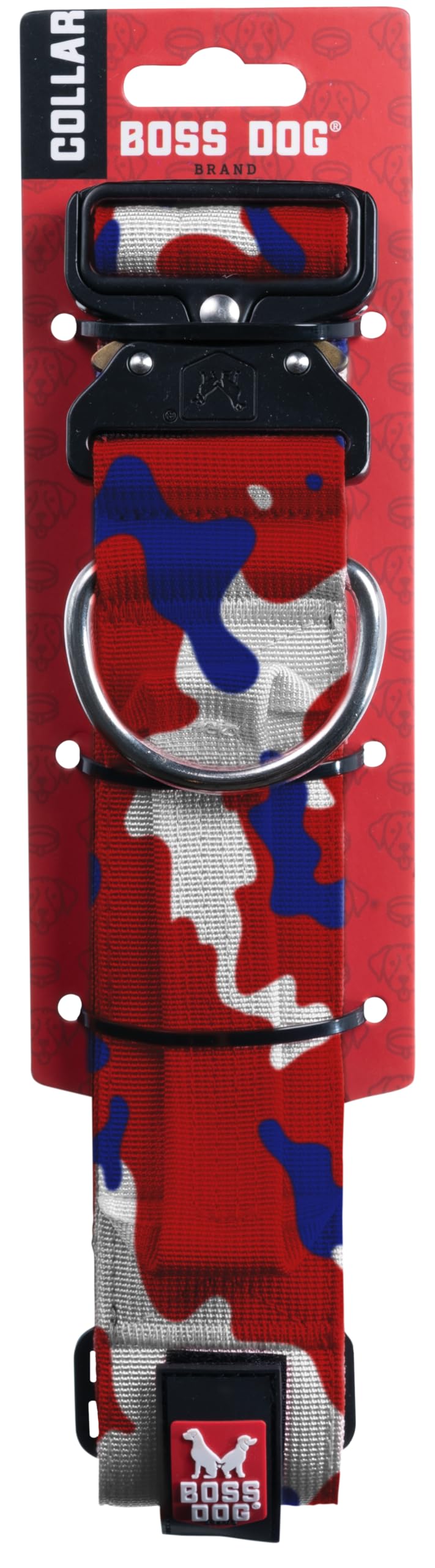 Boss Dog Tactical Collar, Red, White & Blue Camo, Medium