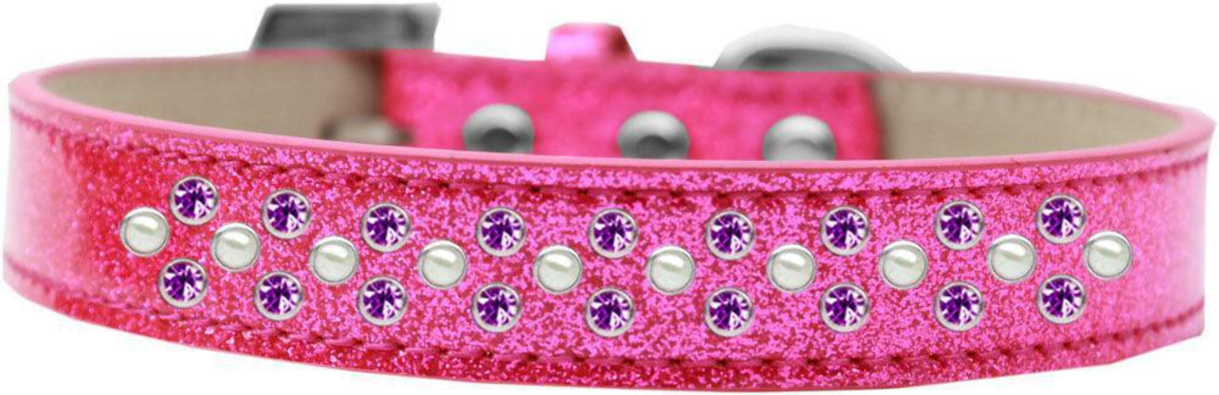 Mirage Pet Products Sprinkles Ice Cream Dog Collar with Pearl and Purple Crystals, Size 14, Purple