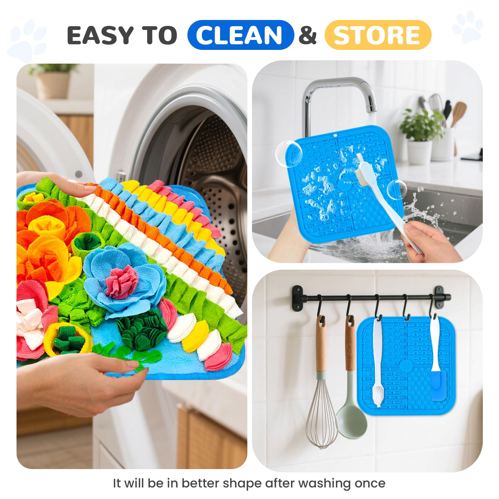 UETZLTB Dog Snuffle Mat and Lick Mat Set, Interactive Dog Enrichment Puzzle Toys for Puppy Small Breed Dogs Cats Rabbits, Cognit