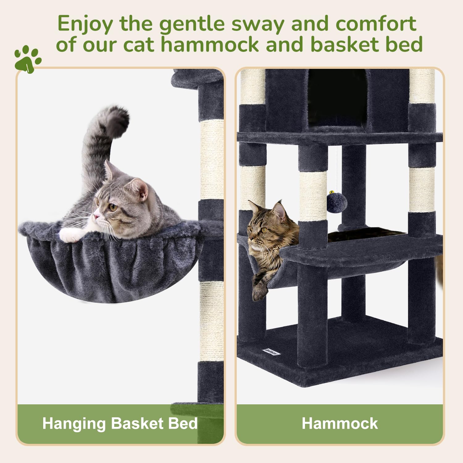 Globlazer C51 Corner Cat Tree Condo For Indoor Cats, 51In Curved Series Multi-Level Corner Cat Climbing Tower For Large Cats Adu