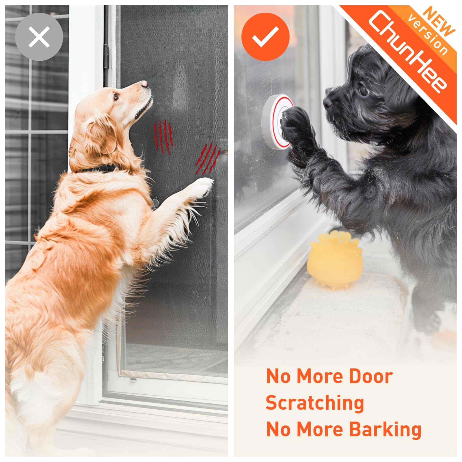 Chunhee Smart Dog Door Bell Wireless Puppy Doorbell For Potty Training, Dog Bells To Go Outside,Bell For Dogs To Ring To Go Potty [New 2024]