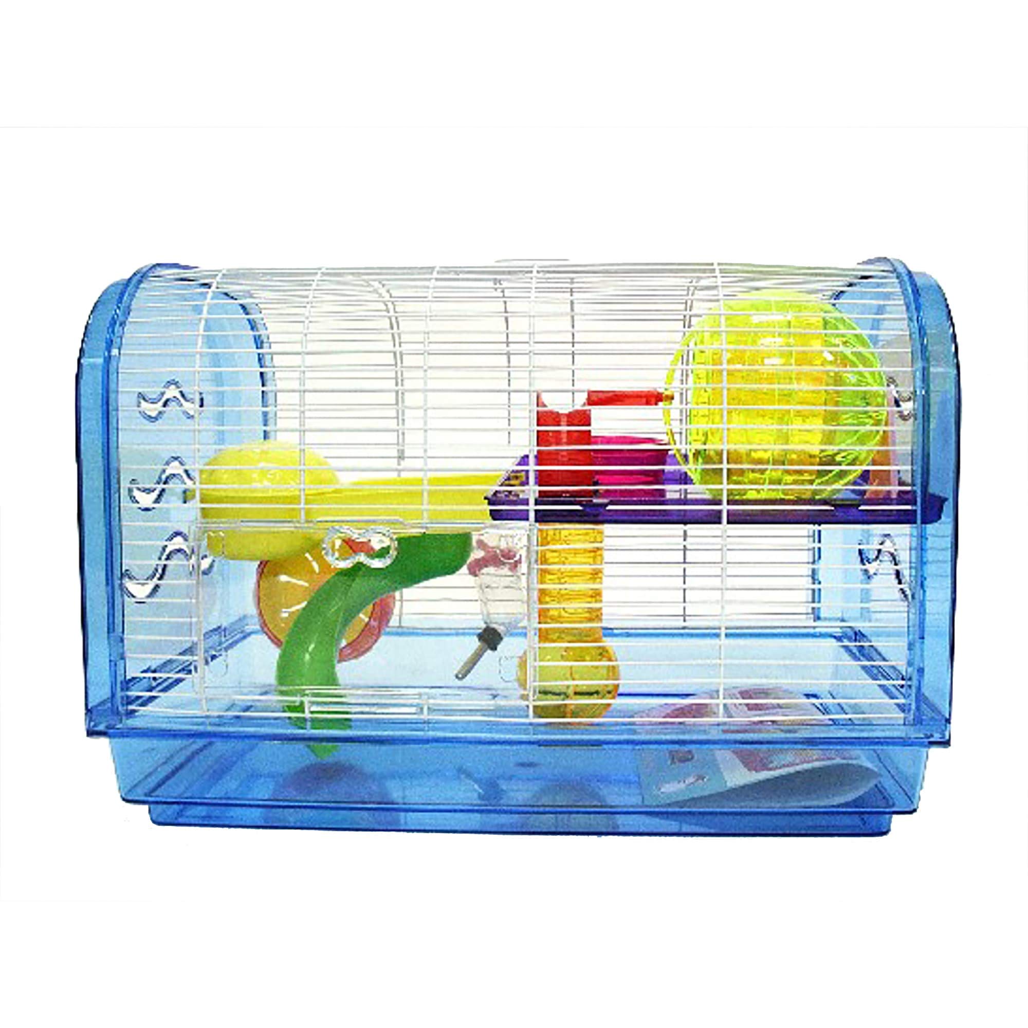 H1812A Clear Plastic Dwarf Hamster, Mice Cage, Dome with Color Accessories, Blue