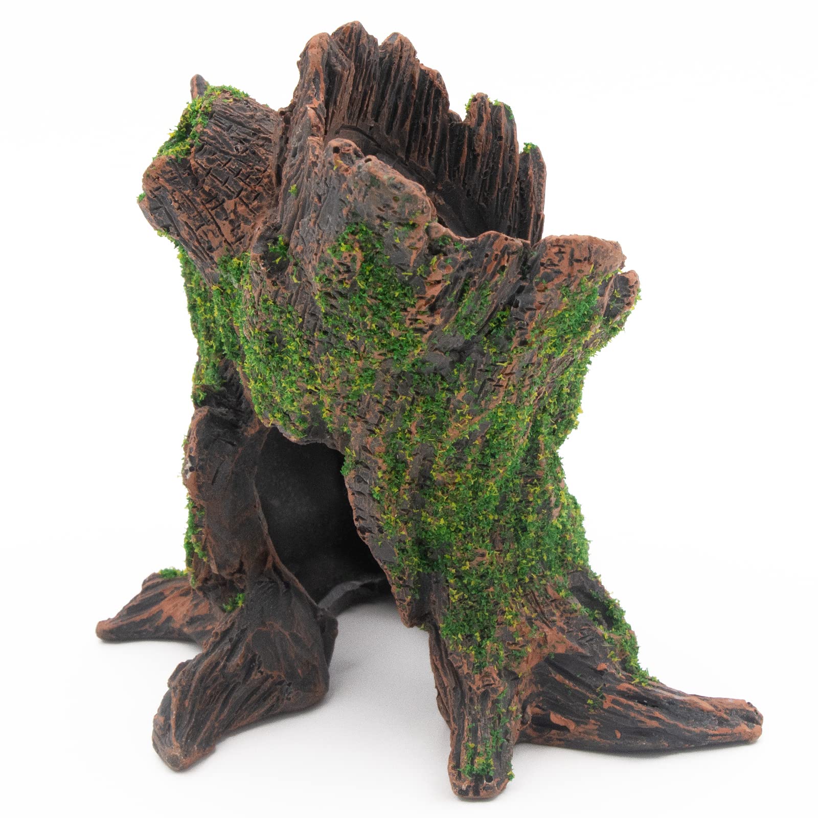 AQUA KT Aquarium Tree Stump Decoration - Hollow Cichlid Cave, 4.72x5.12 Inch, Resin, Natural Color, Model BR04-1