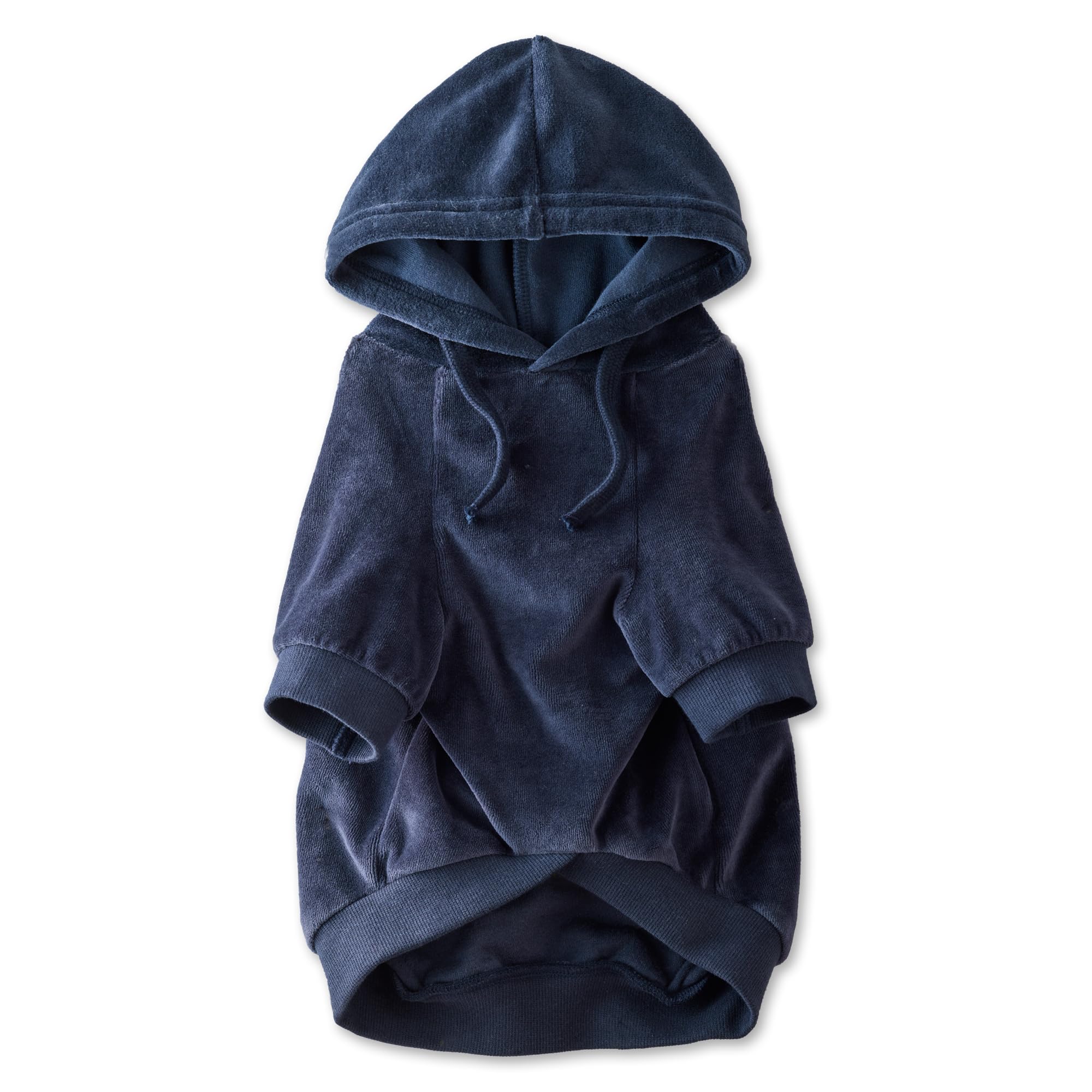 Pet Passion Organic Cotton Velour Dog Hoodie Pet Coat For Small, Medium And Large Dogs, Navy, Small