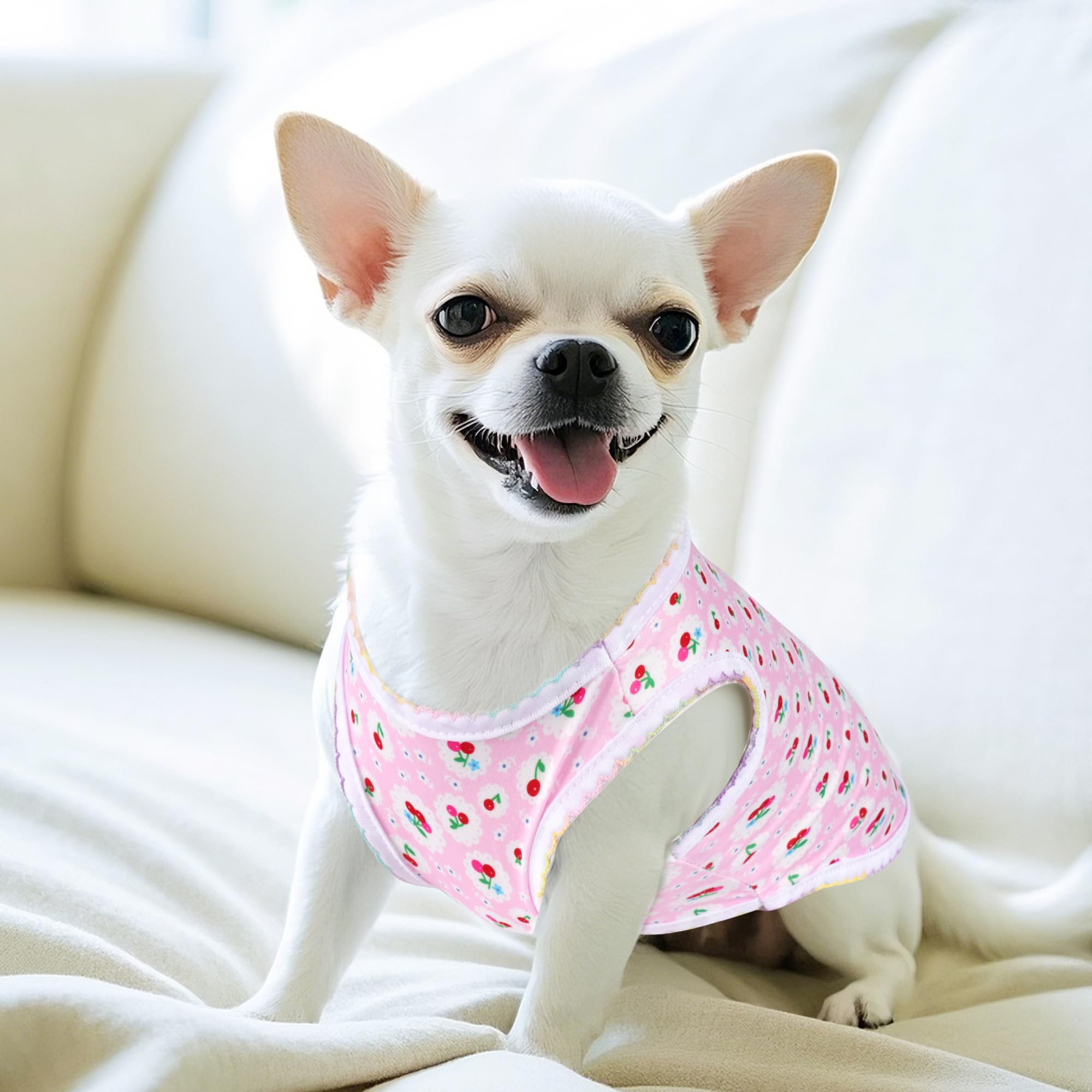 Choyaxo 4Pcs Dog Shirts Sleeveless Printed Pet Vest For Chiuahaha Small Medium Dogs Spring Summer