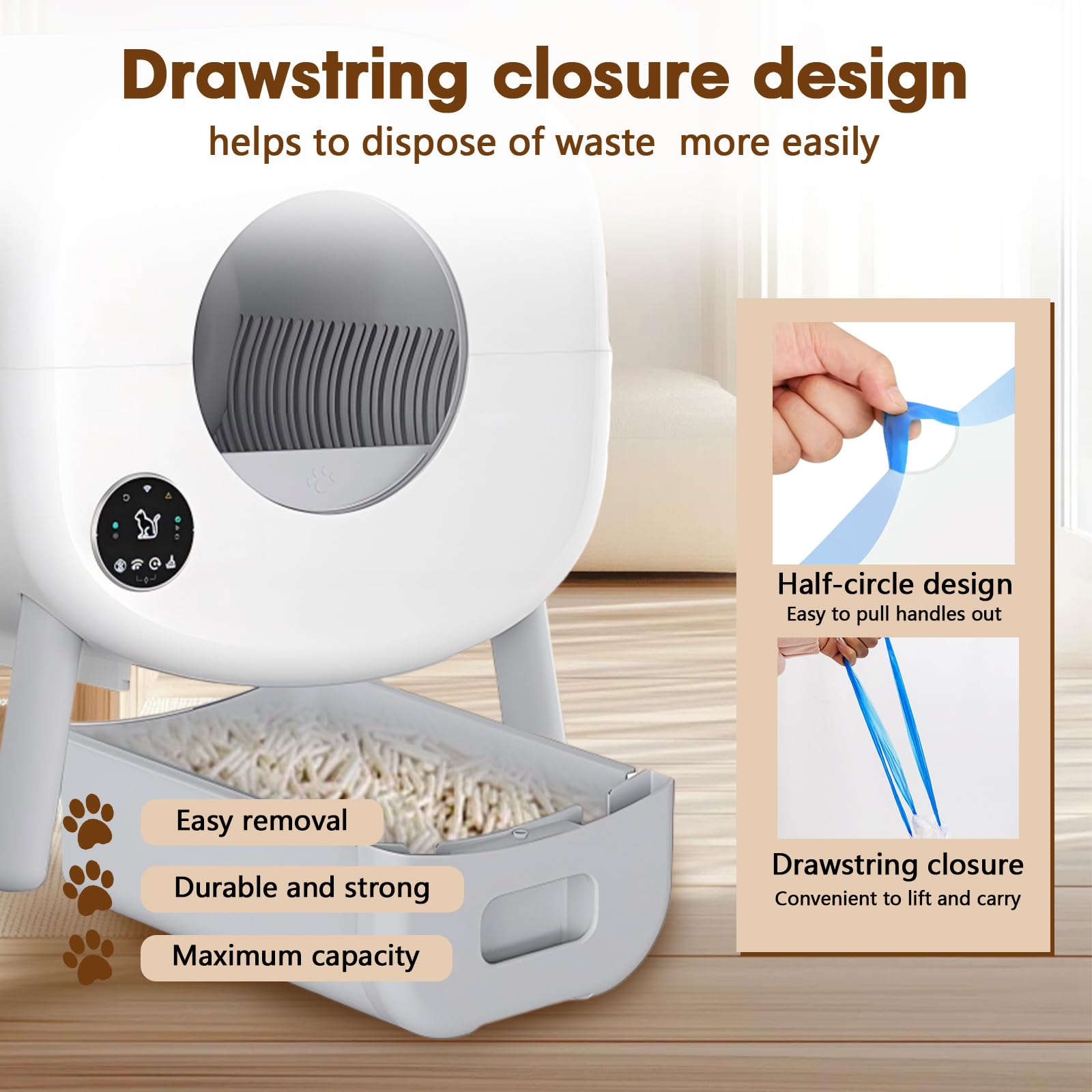 BCHARYA Cat Litter Box Liners, 120 Count, Extra Thick Plastic Bags, 3-4 Gallons, Blue, Model Bag-Zea