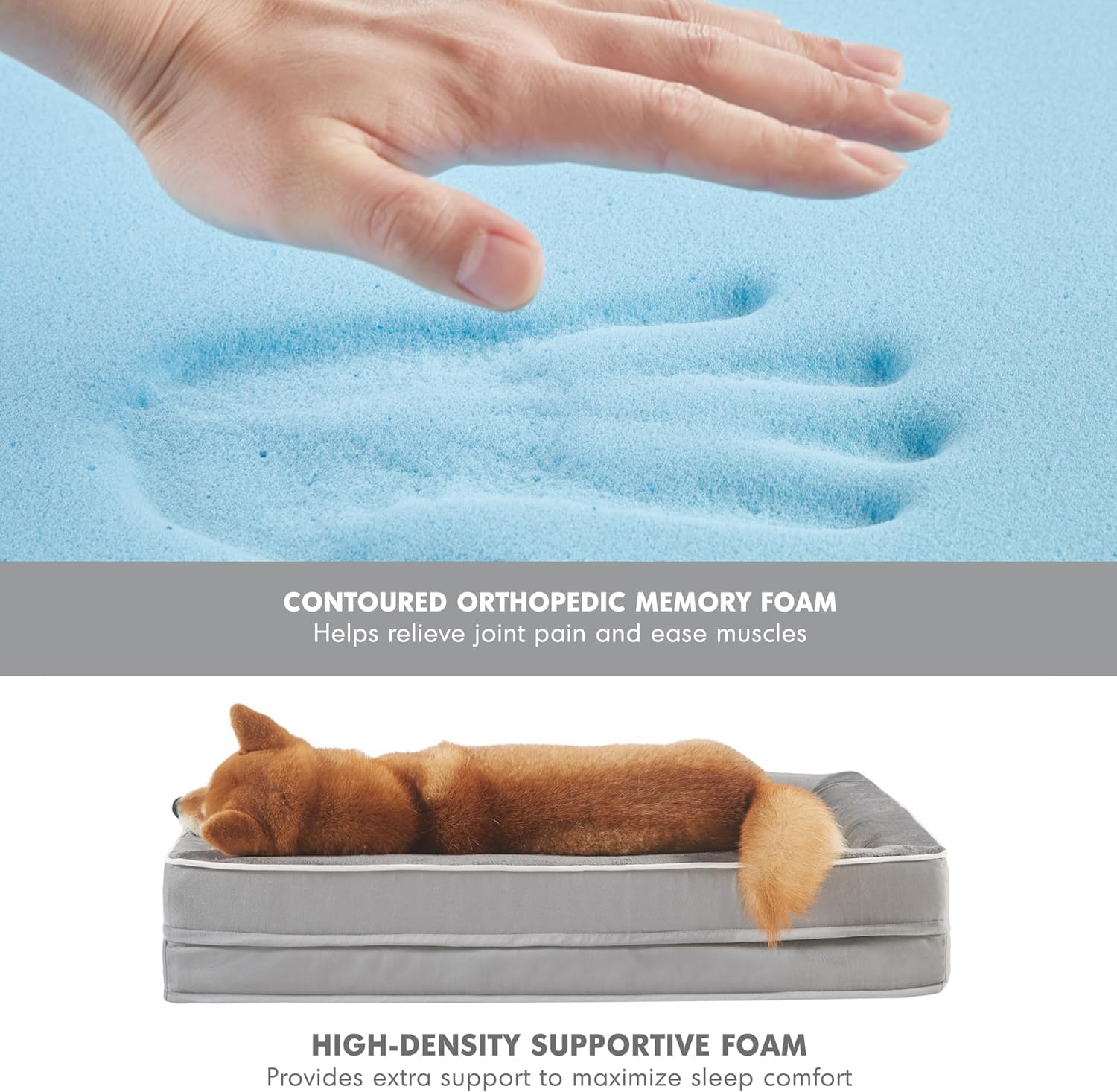 Friends Forever Orthopedic Dog Bed for Extra Large Dogs, Waterproof Memory Foam Dog Sofa Bed XL with Removable Washable Cover, Ally Khaki, 42x32x7 -Like New