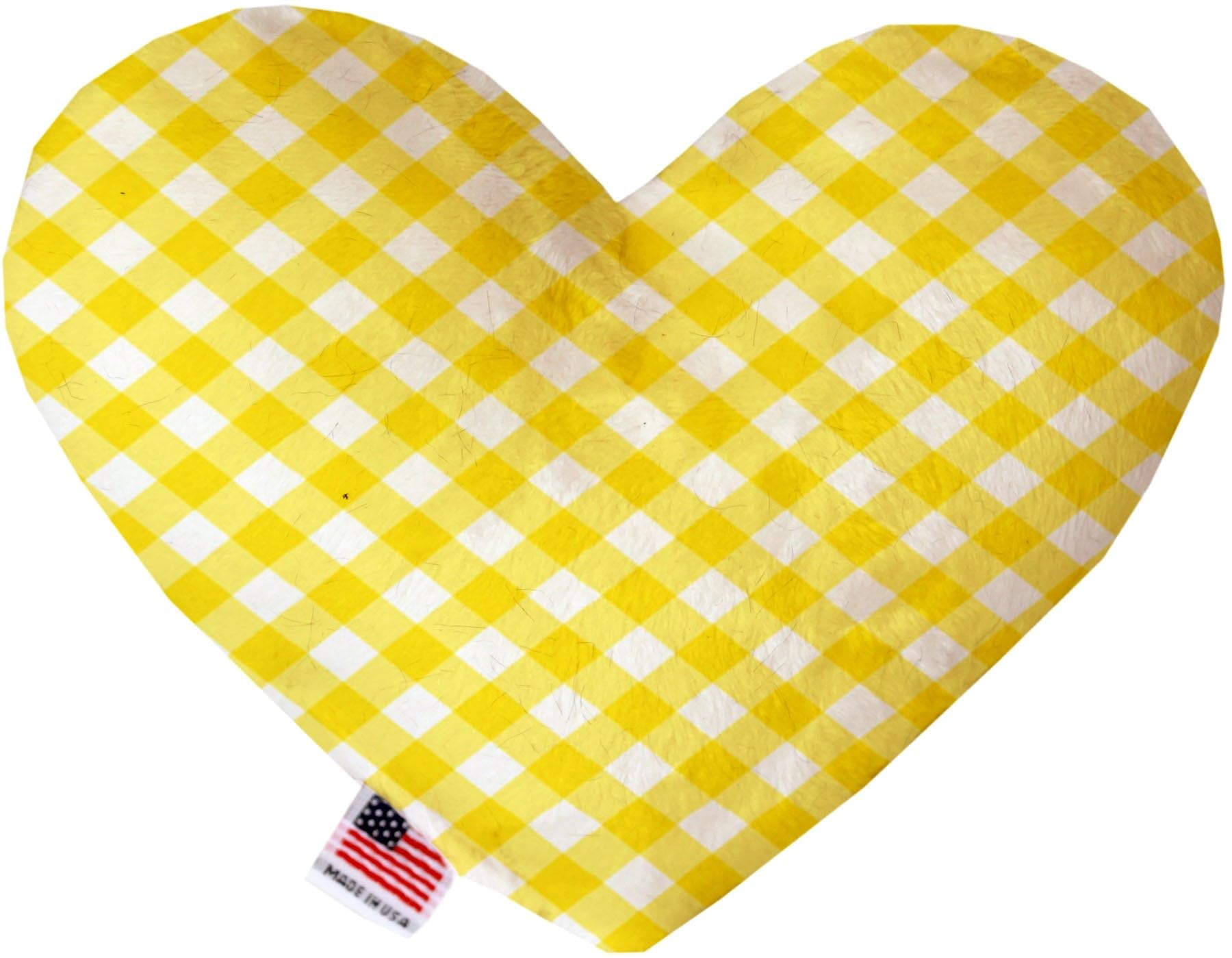 Pet and Dog Plush Heart or Bone Toy, "Plaids Group" (Available in different sizes, and 7 different pattern options!) Purple &Yellow Plaid 10" Plush Bone