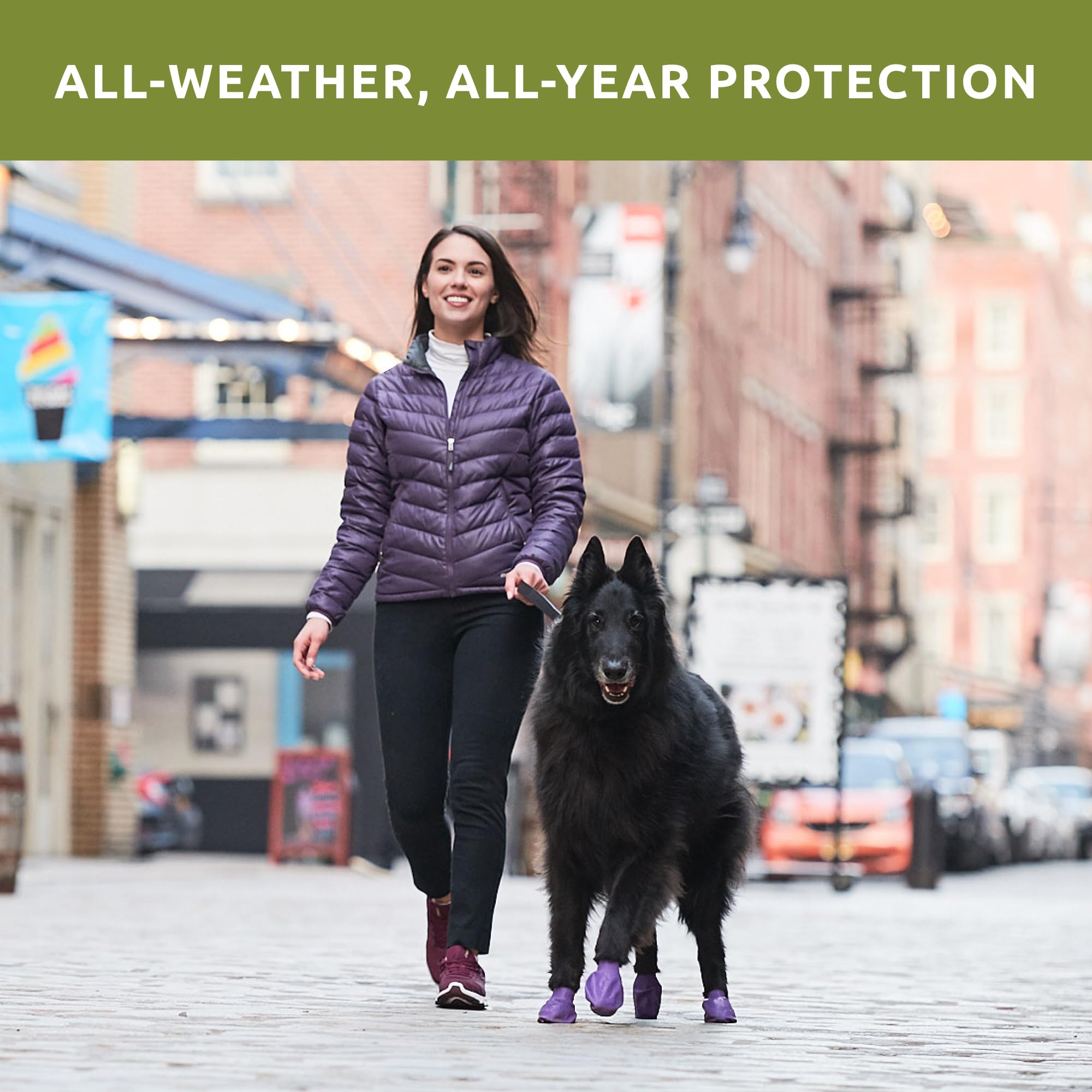 Pawz Rubber Dog Boots For Paws 4'' And Up, 12 Pack - All-Weather Dog Booties For Hot Pavement, Snow, Mud, And Rain - Waterproof,