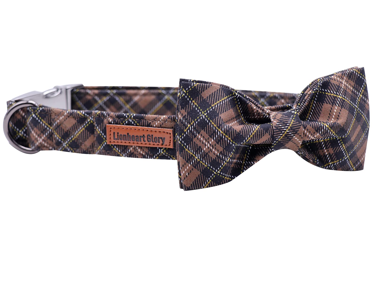 Lionheart Glory Premium Plaid Dog Collars, Bowtie Dog Collar, Adjustable Heavy Duty Dog Collar With Bow For Large Dogs