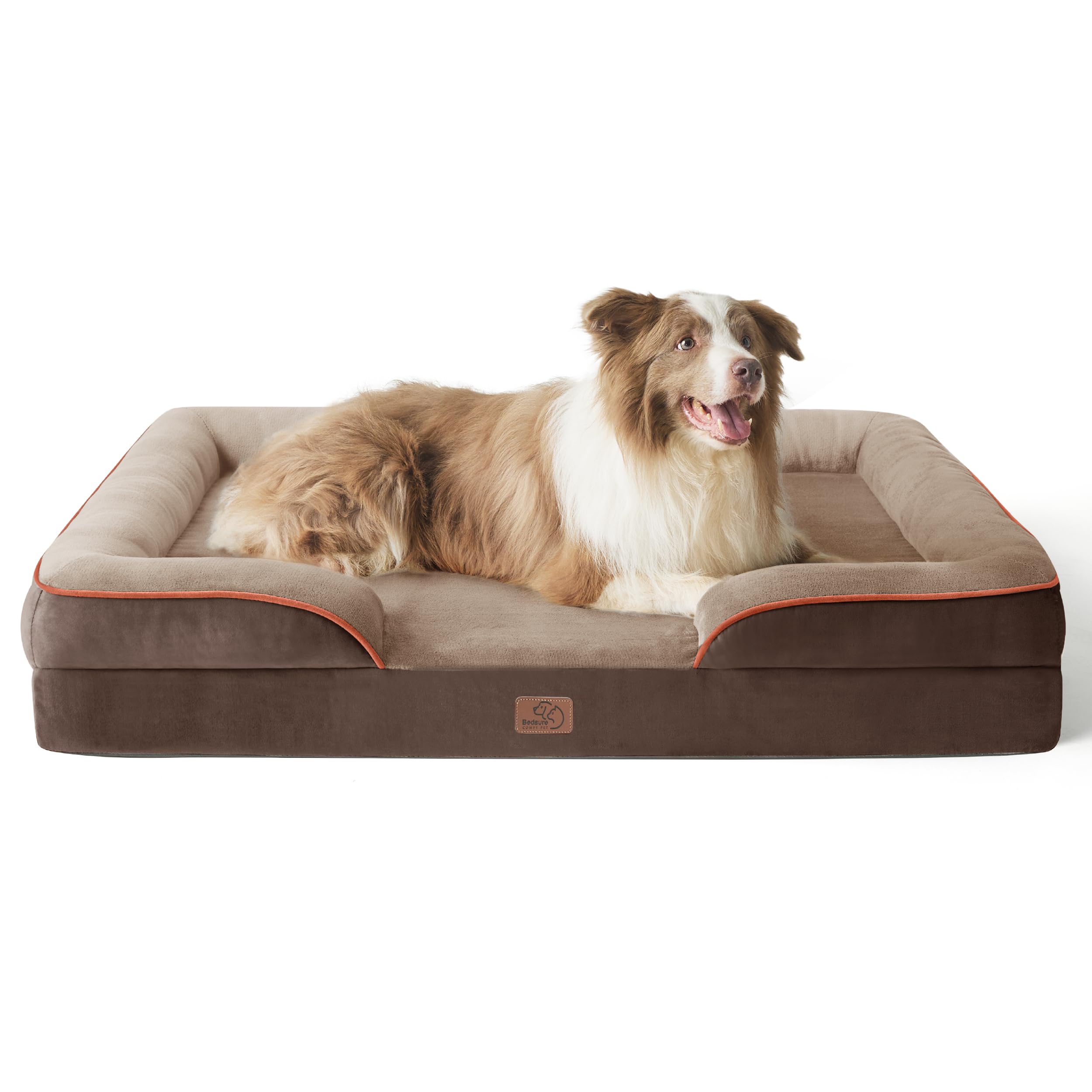 Bedsure Orthopedic Dog Bed For Large Dogs - Big Washable Dog Sofa Beds Large, Supportive Foam Pet Couch Bed With Removable Washable Cover, Waterproof Lining And Nonskid Bottom, Brown