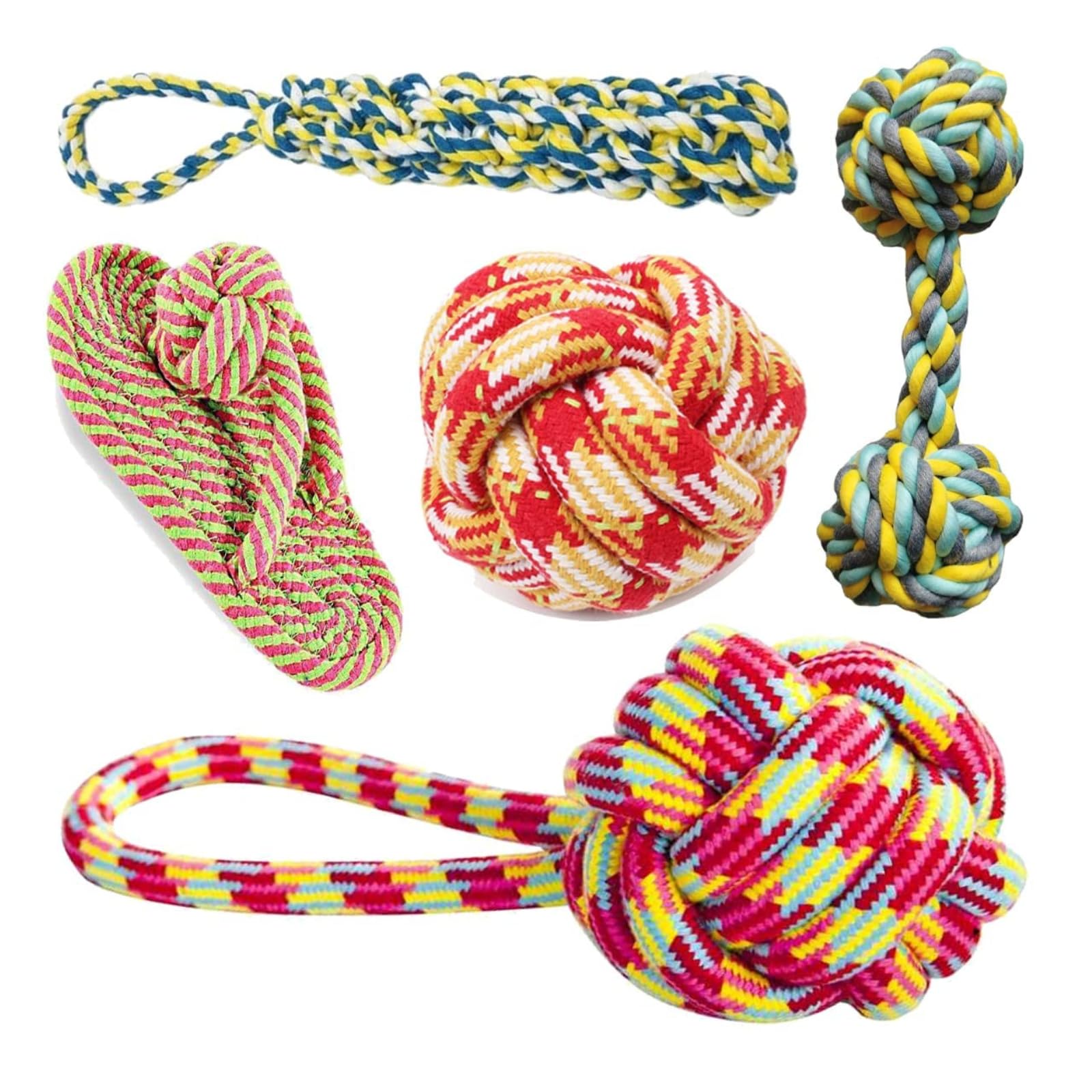 Kittupet Dog Chew Toys + Dog Rope Toy + Interactive Pet Chew Toys Set + Washable Braided Cotton Teeth Cleaning Chewers For Puppi