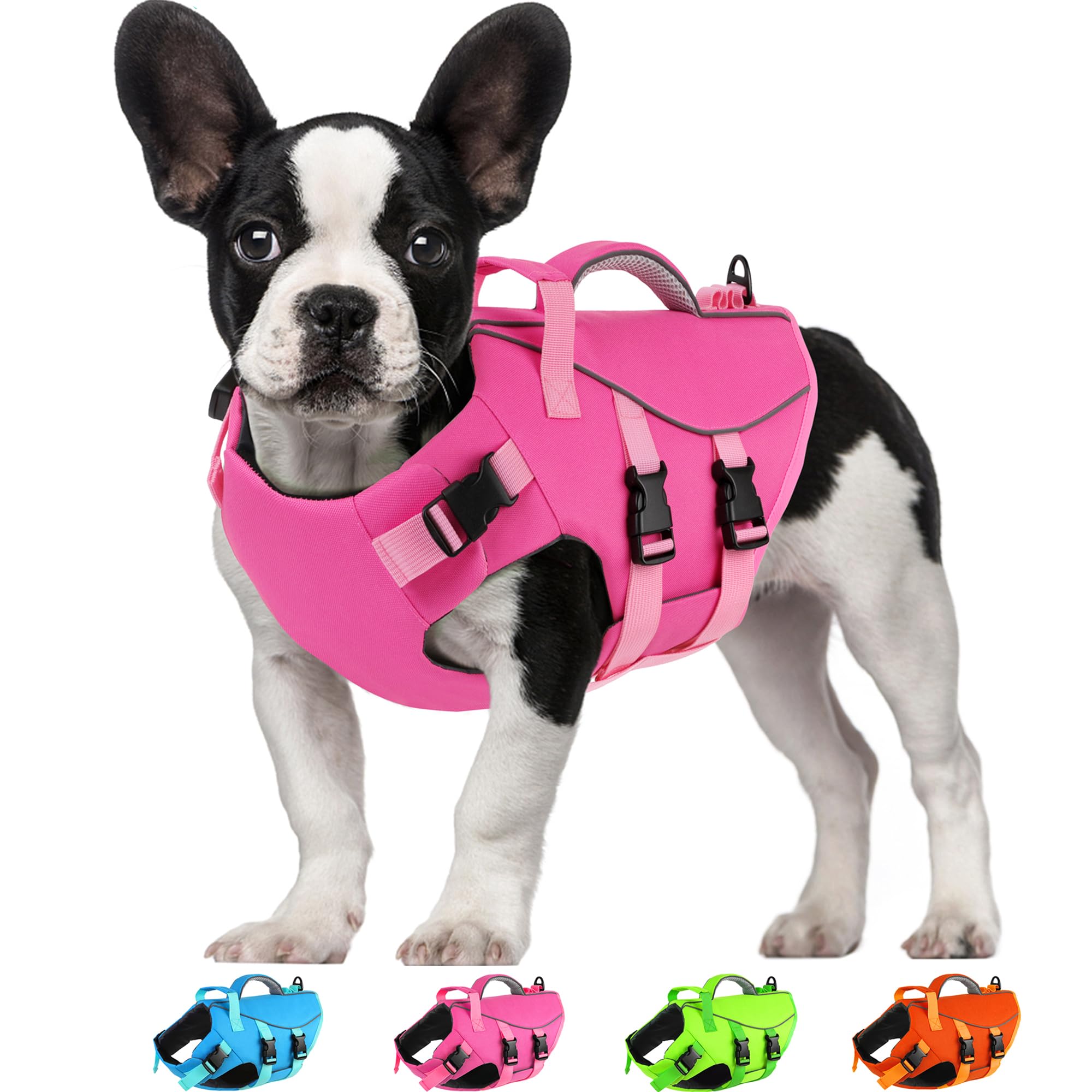 Dogcheer Dog Life Jacket With Double Rescue Handle, Reflective Dog Harness Life Vest For Swimming Boating, Adjustable Pet Swim V