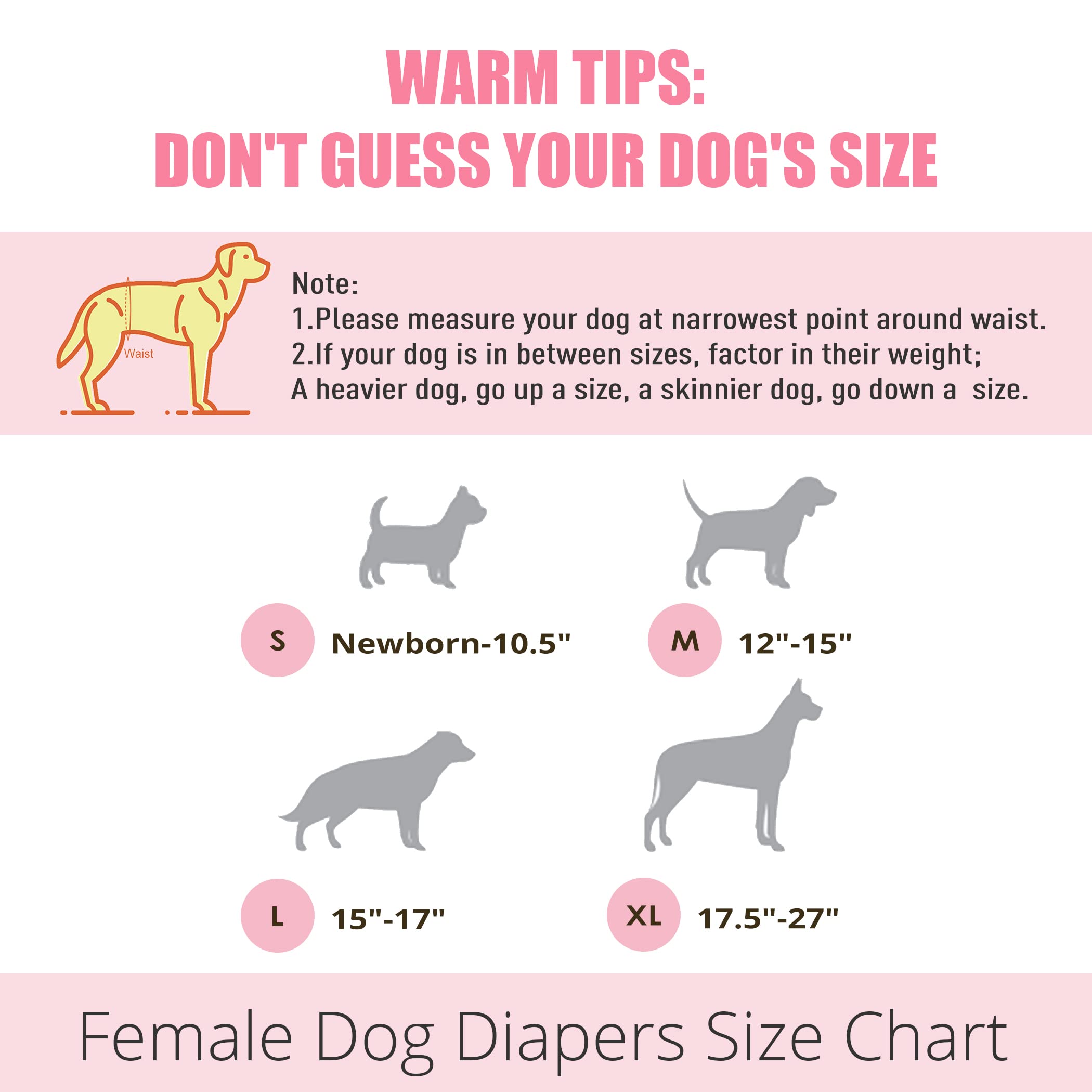 wegreeco Washable Dog Diapers Female (3 Pack), Highly Absorbent Dog Diapers for Female Dogs in Heat, Period, Incontinence, or Ex