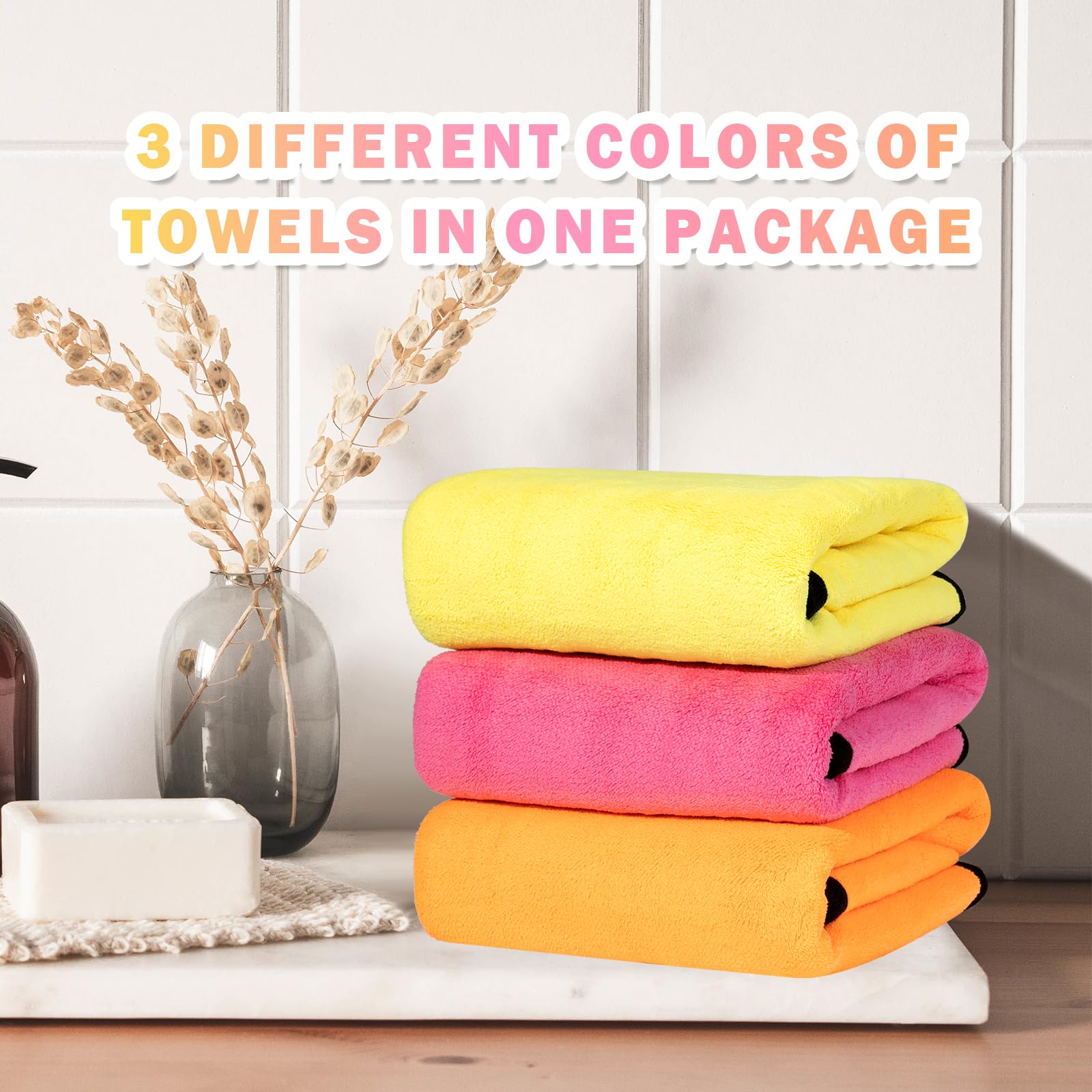 Micooyo 3Pcs Dog Towels For Drying, Super Absorbent Pet Grooming Towels, Quick Drying Dog Bath Towels For Puppy Cats (Yellow, Pi