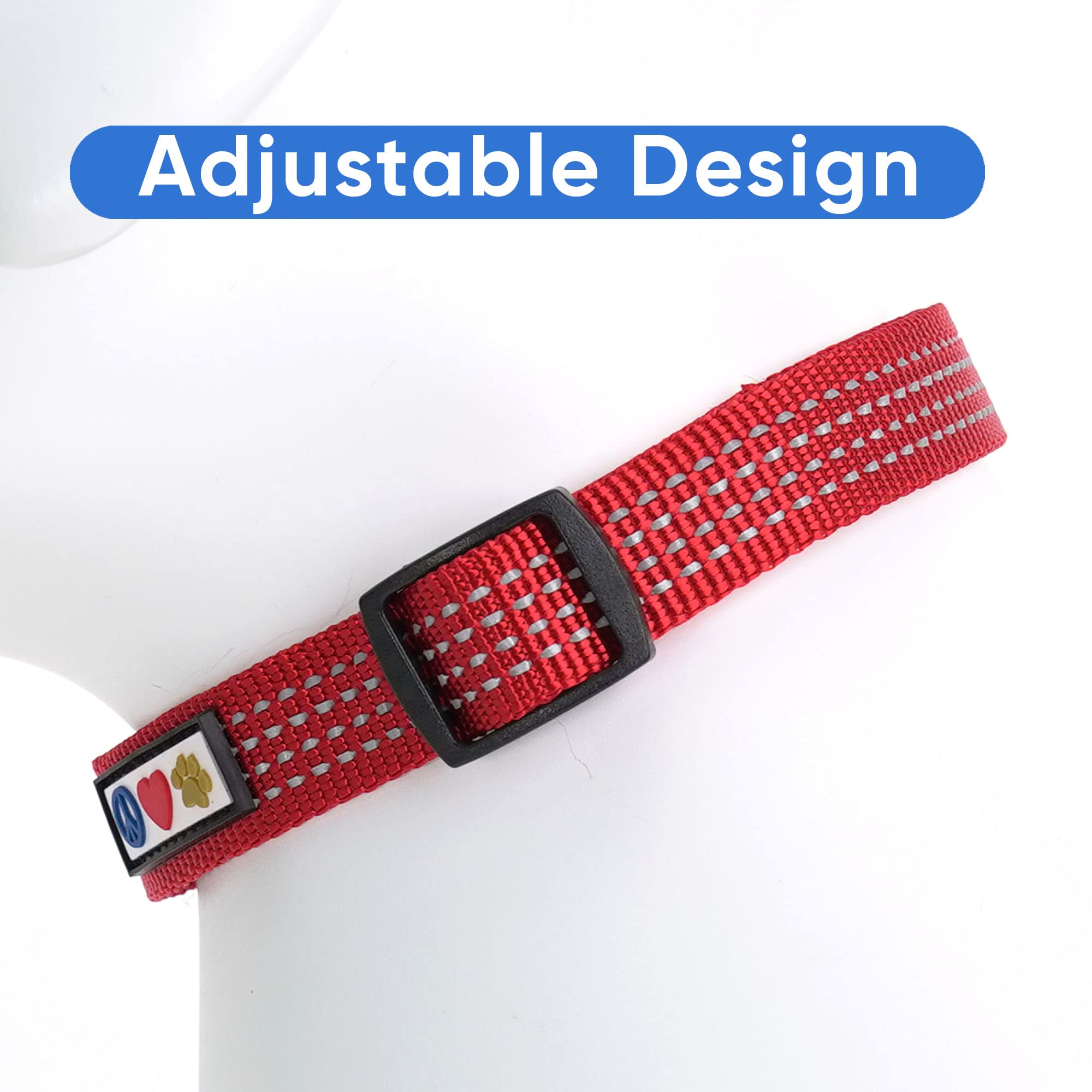 Pawtitas Reflective Dog Collar - Adjustable, Large Dog & Puppy Collar - Red
