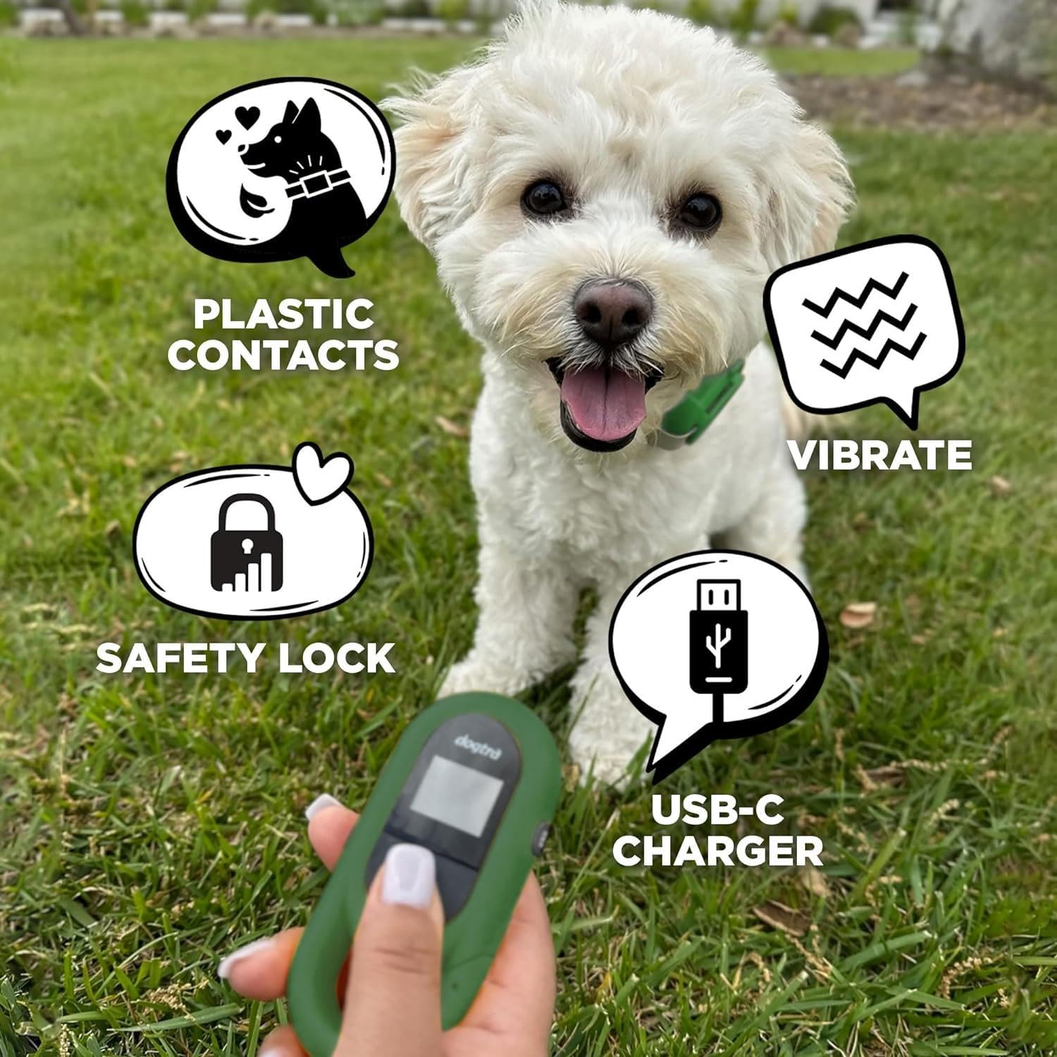 Dogtra Cue Green - E-Collar For Dogs Training Collar With Remote - Training Made Easy For Everyday Dog Owners - Gentle Vibration