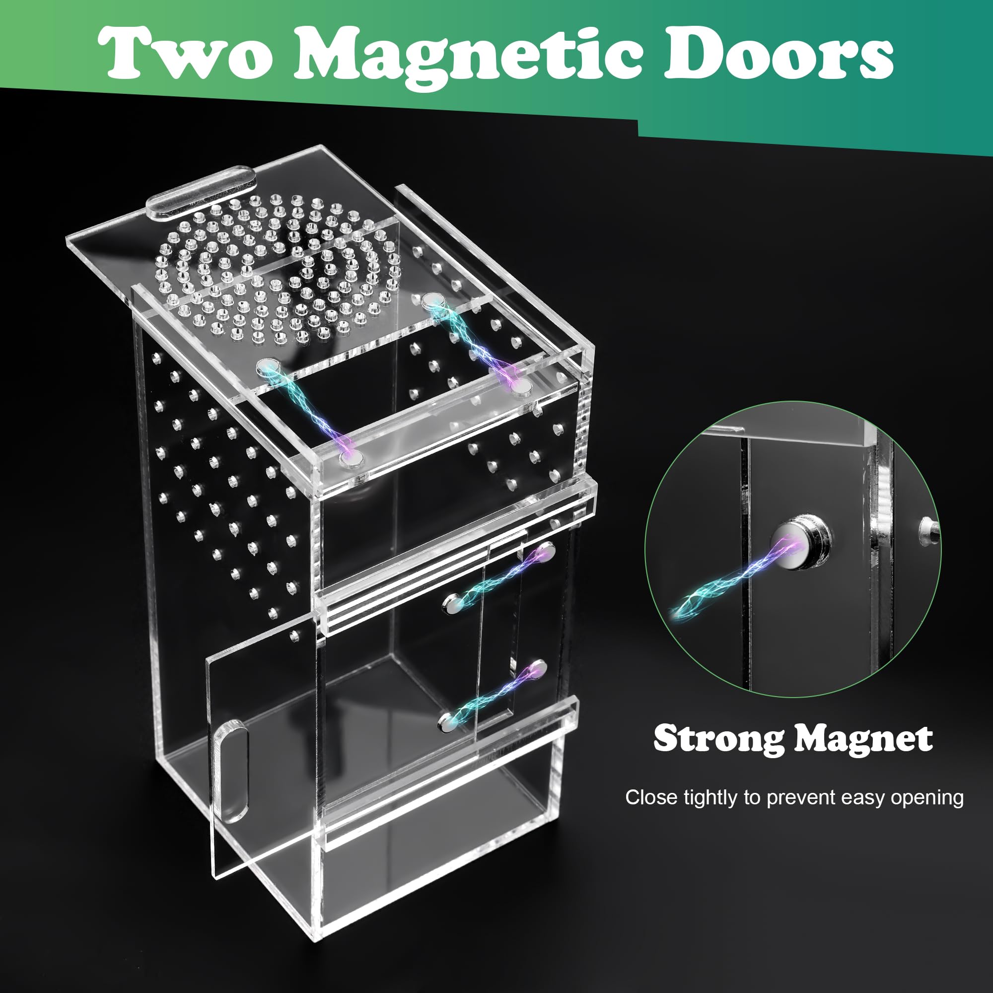 Zhaoyao Jumping Spider Enclosure, 3X3X6 Inch Jumping Spider Habitat With Magnet Opening Door Jumping Spider Accessories Small Ac